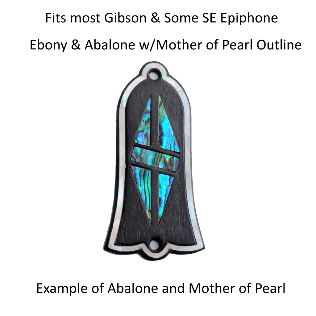 Ebony Truss Rod Cover Diamond Design Fits LP, ES, SG, Firebird, J-45, SJ, Dove Guitars