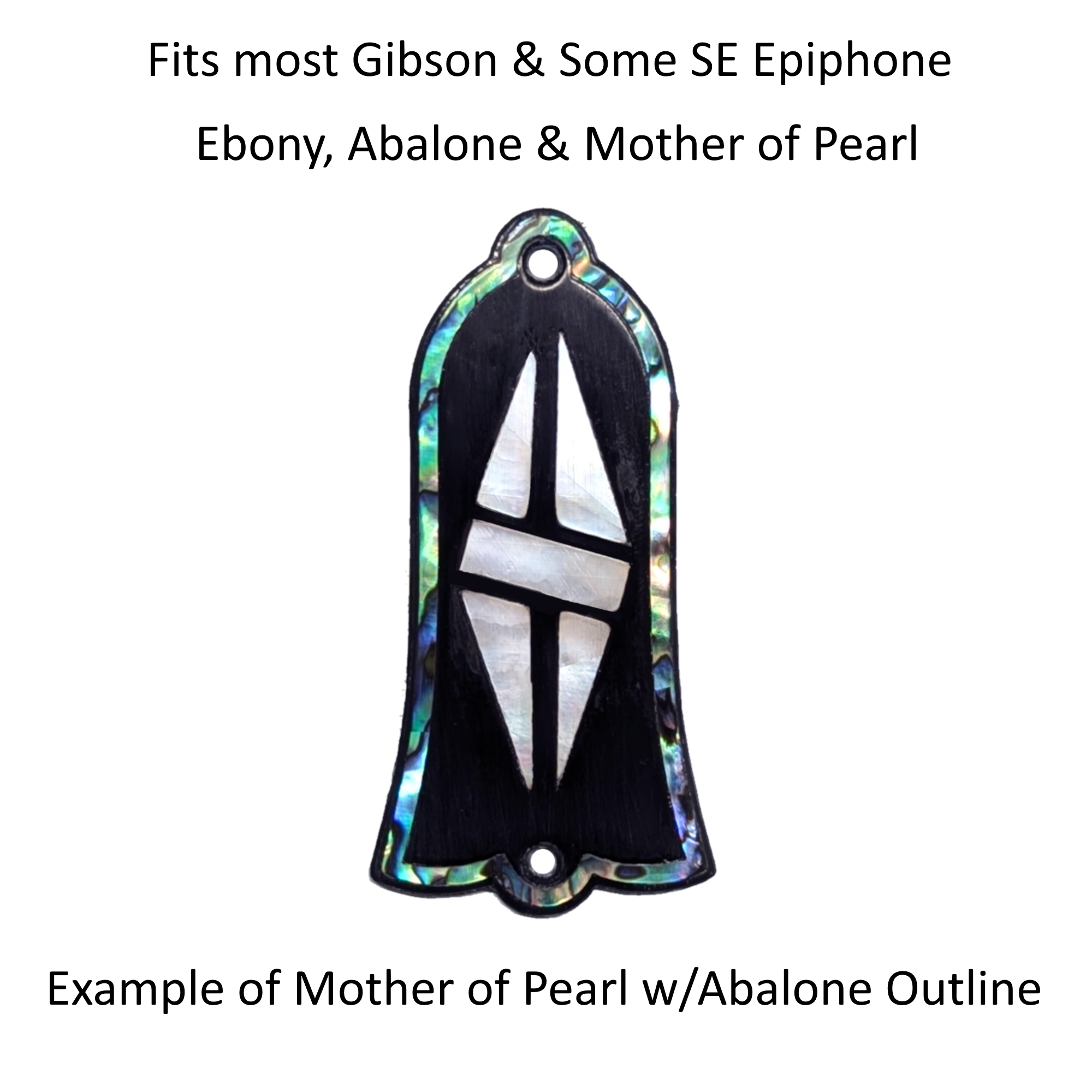 Ebony Truss Rod Cover Diamond Design Fits LP, ES, SG, Firebird, J-45, SJ, Dove Guitars