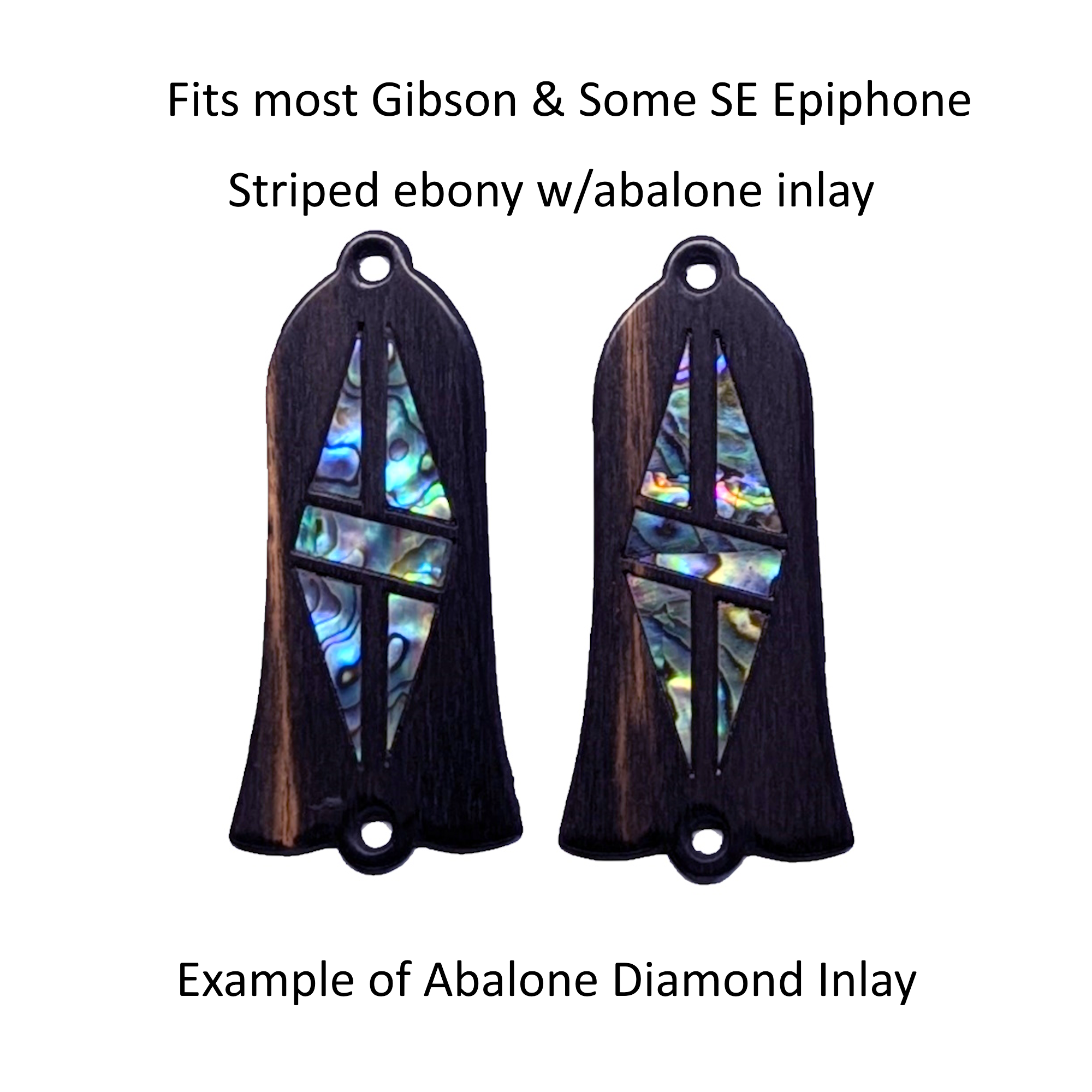 Ebony Truss Rod Cover Diamond Design Fits LP, ES, SG, Firebird, J-45, SJ, Dove Guitars