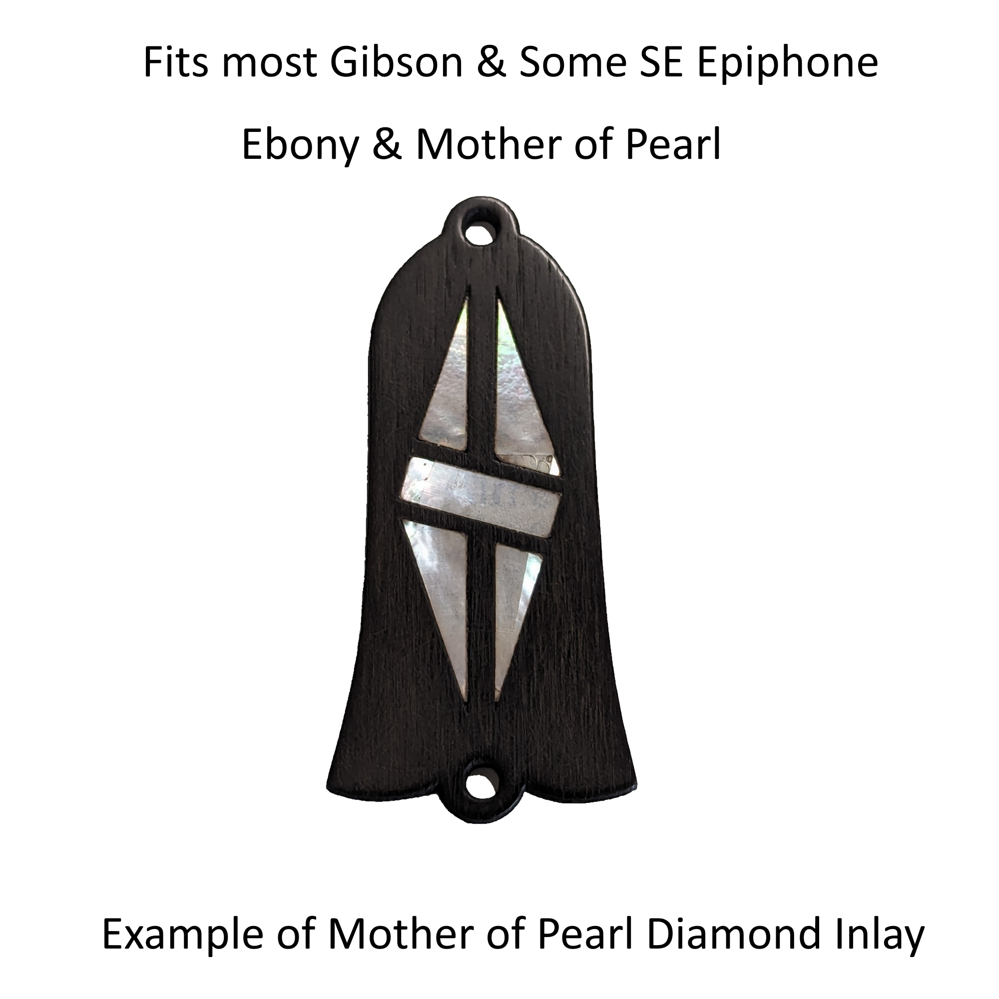 Ebony Truss Rod Cover Diamond Design Fits LP, ES, SG, Firebird, J-45, SJ, Dove Guitars