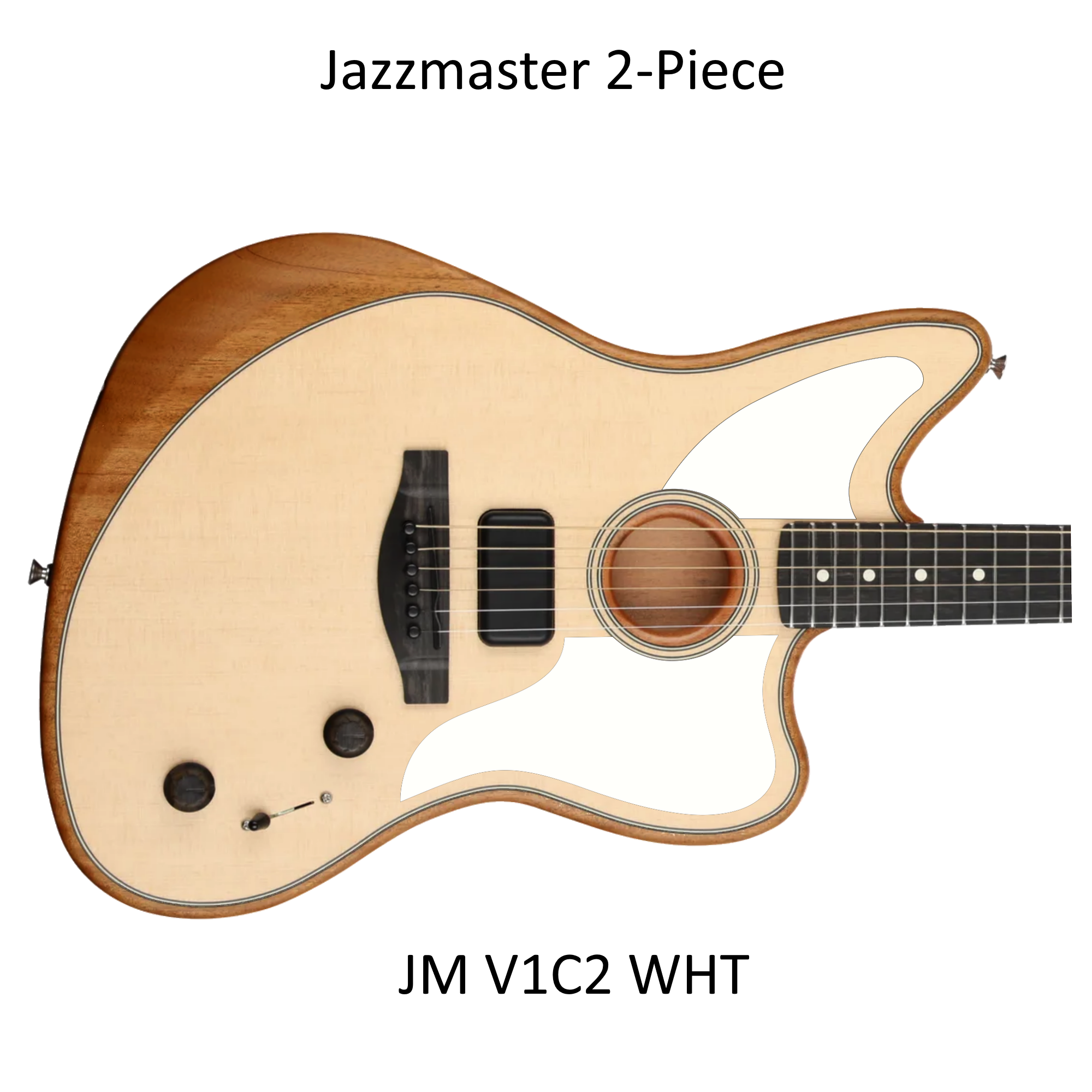 Acoustasonic Jazzmaster 2-Piece Upper/Lower Pickguard |Black or White Acrylic| Custom Guitar Part