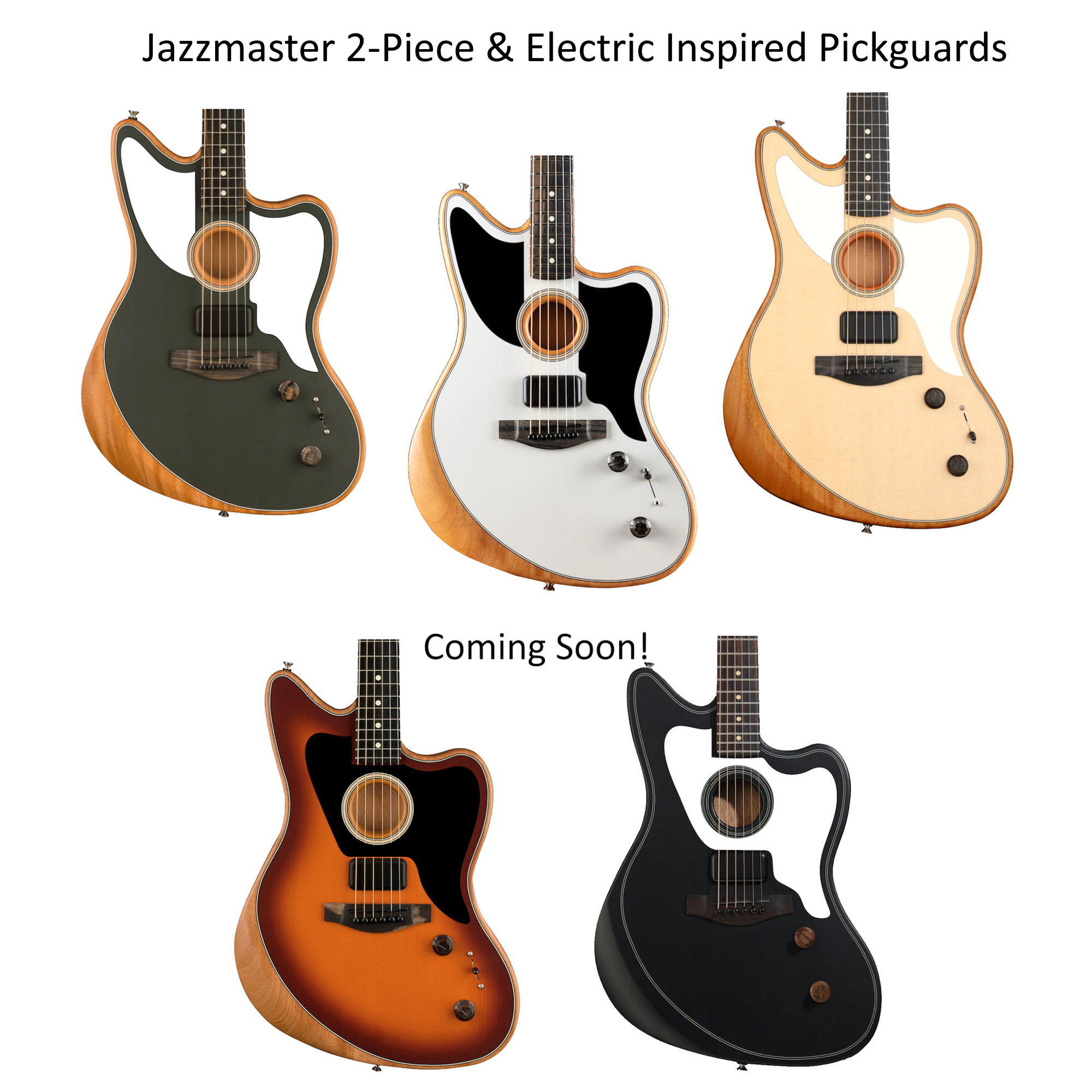 Acoustasonic Jazzmaster 2-Piece Upper/Lower Pickguard |Blakc or White Acrylic| Custom Guitar Part
