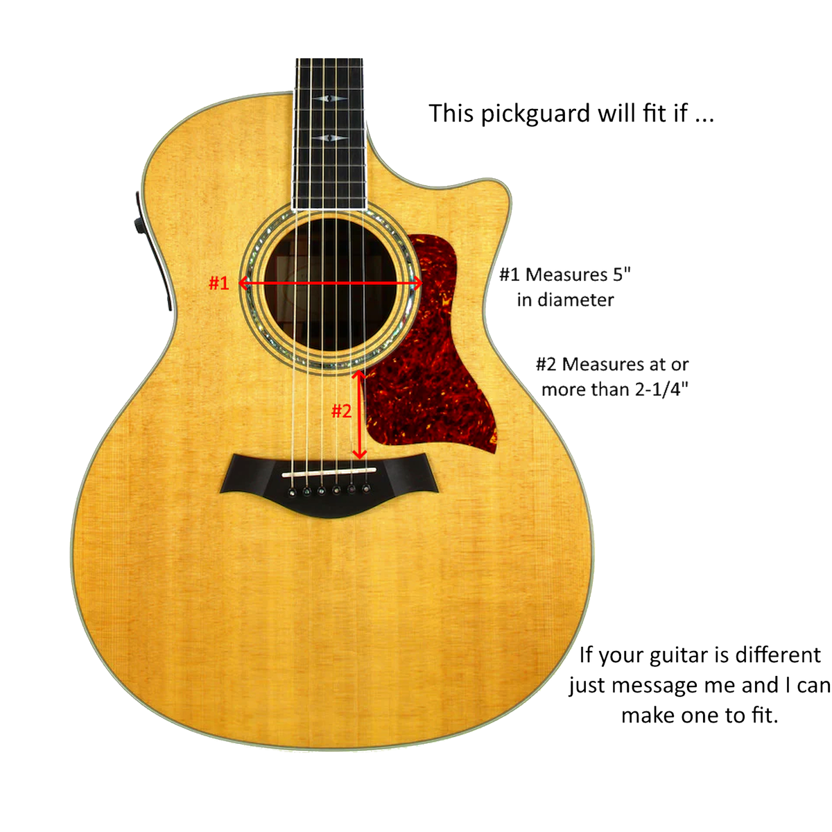 Taylor Guitar (5") Handcrafted Solid Wood Pickguard Free Mount System Option