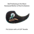 Handcrafted Indian Rosewood Abalone Wolf & Mother of Pearl Moon Pickgaurd