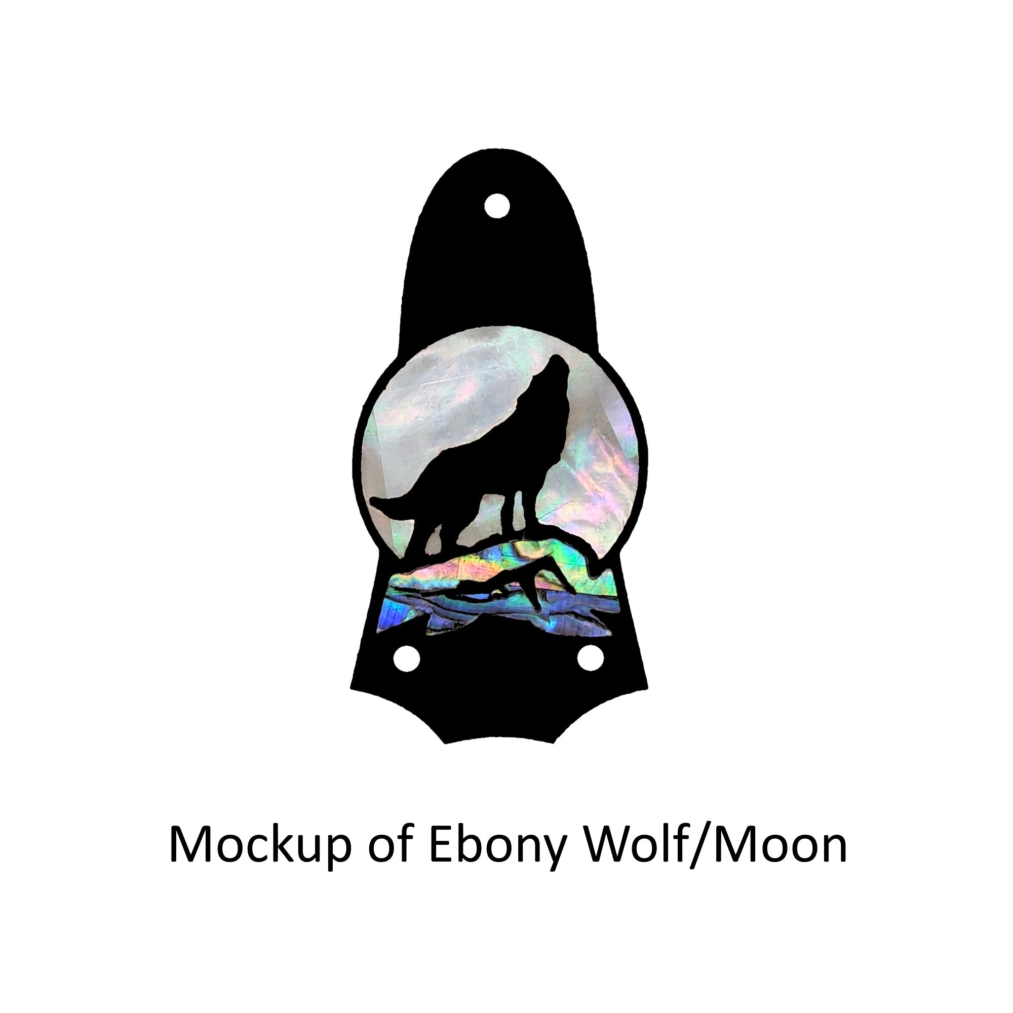 Truss Rod Cover Wolf & Howling Moon  Colorful Abalone and White Mother of Pearl Inlay