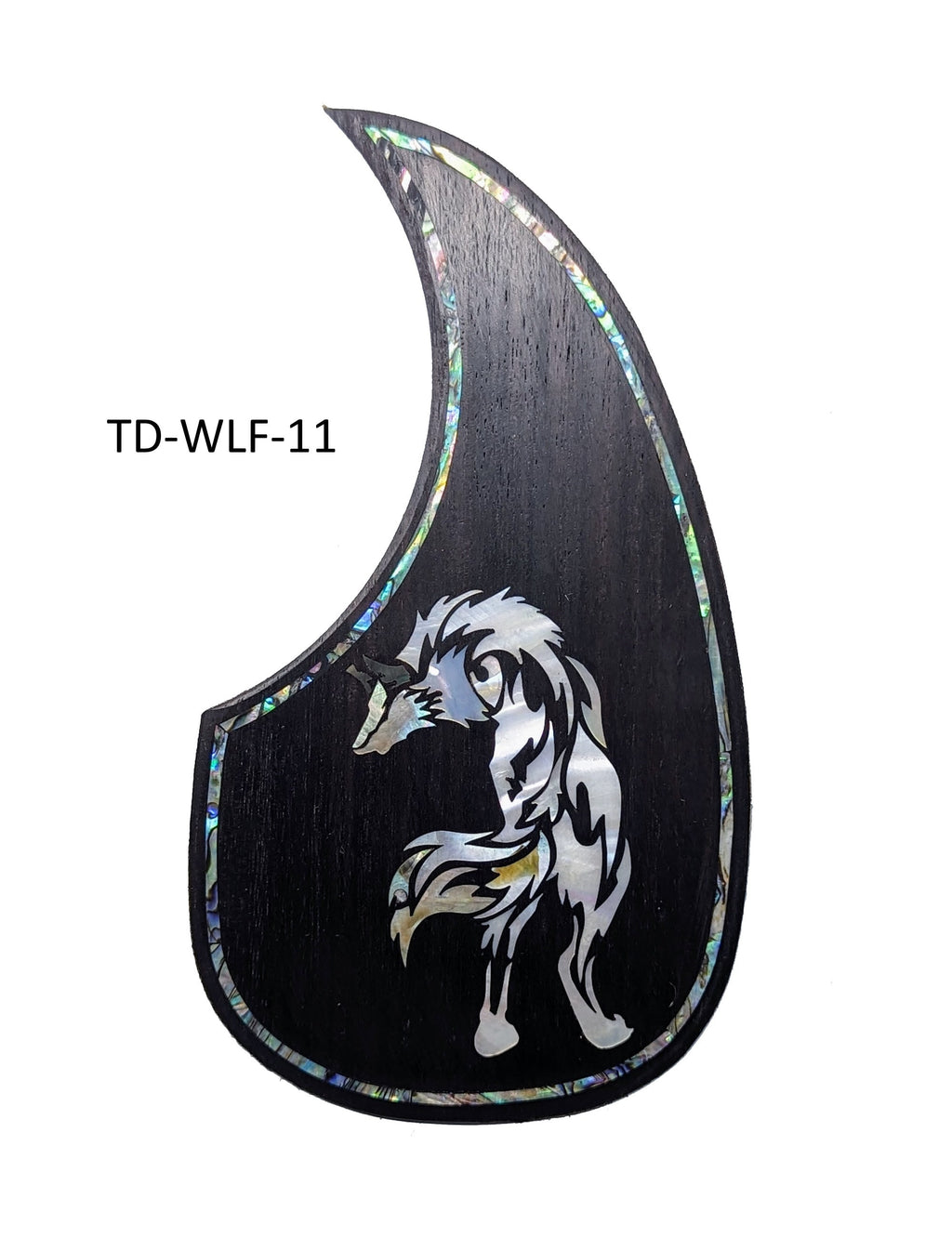 Custom Acoustic & Electric Guitar Pickguard Solid Rosewood Mother of Pearl Tribal Wolf