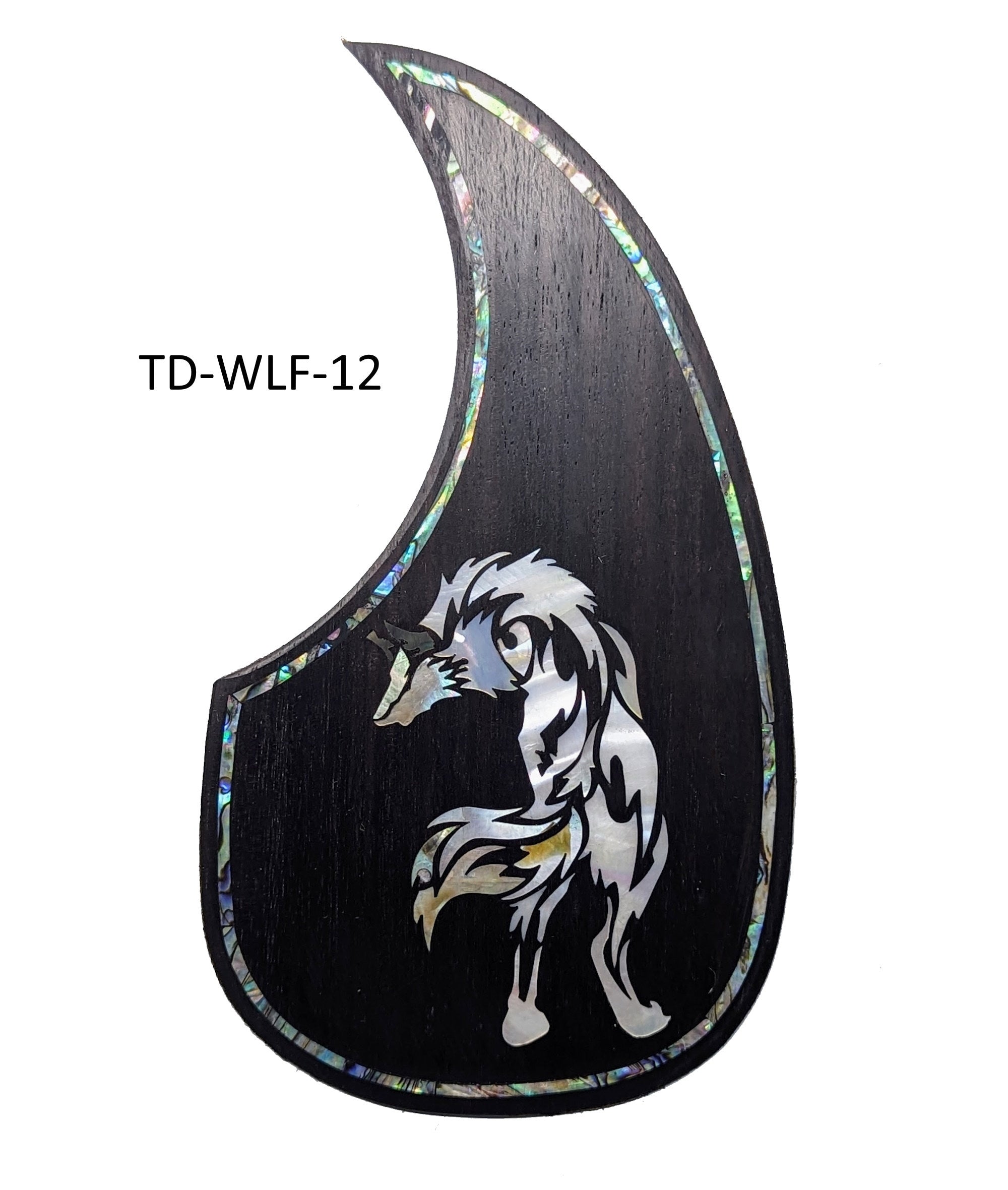 Custom Acoustic & Electric Guitar Pickguard Solid Rosewood Mother of Pearl Tribal Wolf