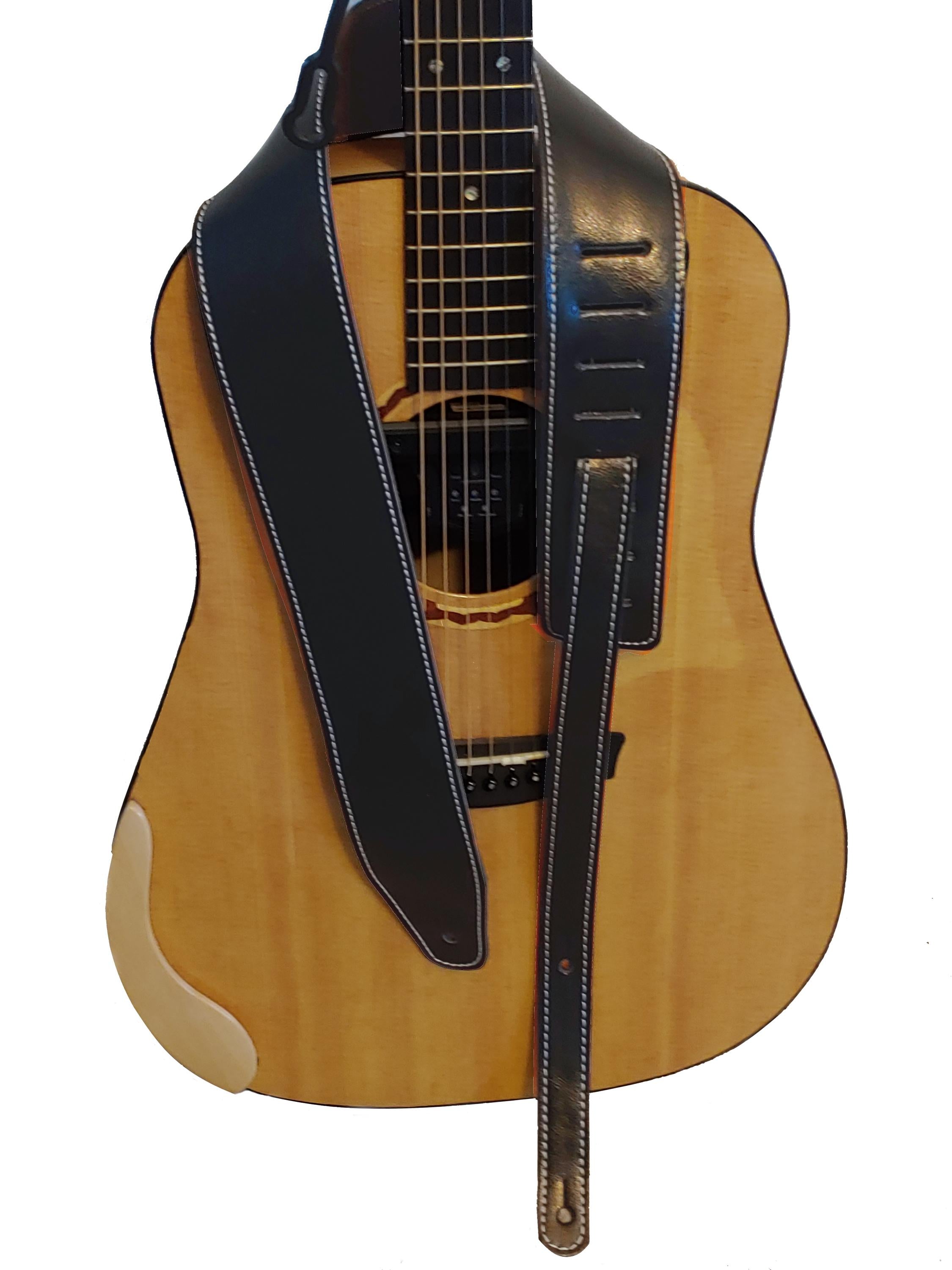 Leather Guitar Strap – Wide Bass, Acoustic & Electric, Distressed Options