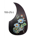Rosewood Guitar Pickguard: Lotus-Dragonfly Abalone Inlay, Free Mount