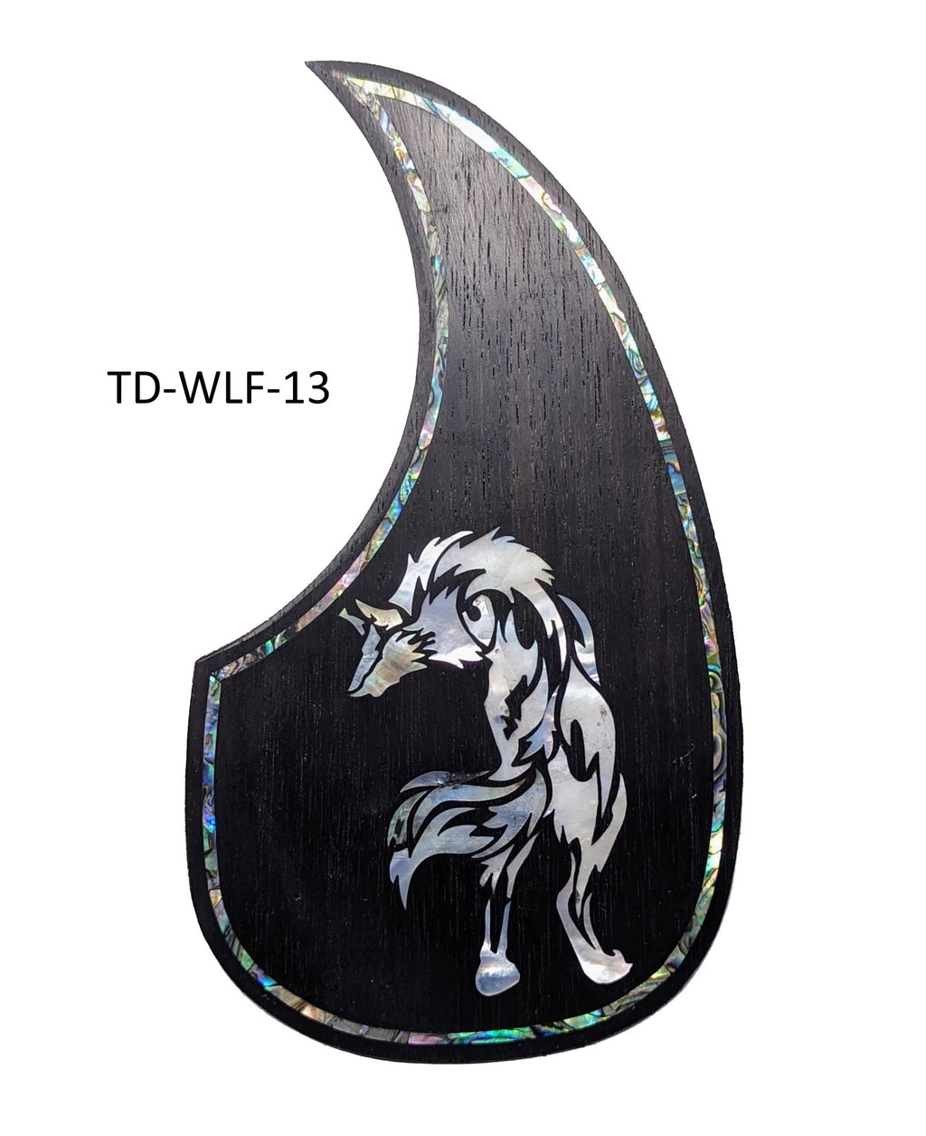 Custom Acoustic & Electric Guitar Pickguard Solid Rosewood Mother of Pearl Tribal Wolf