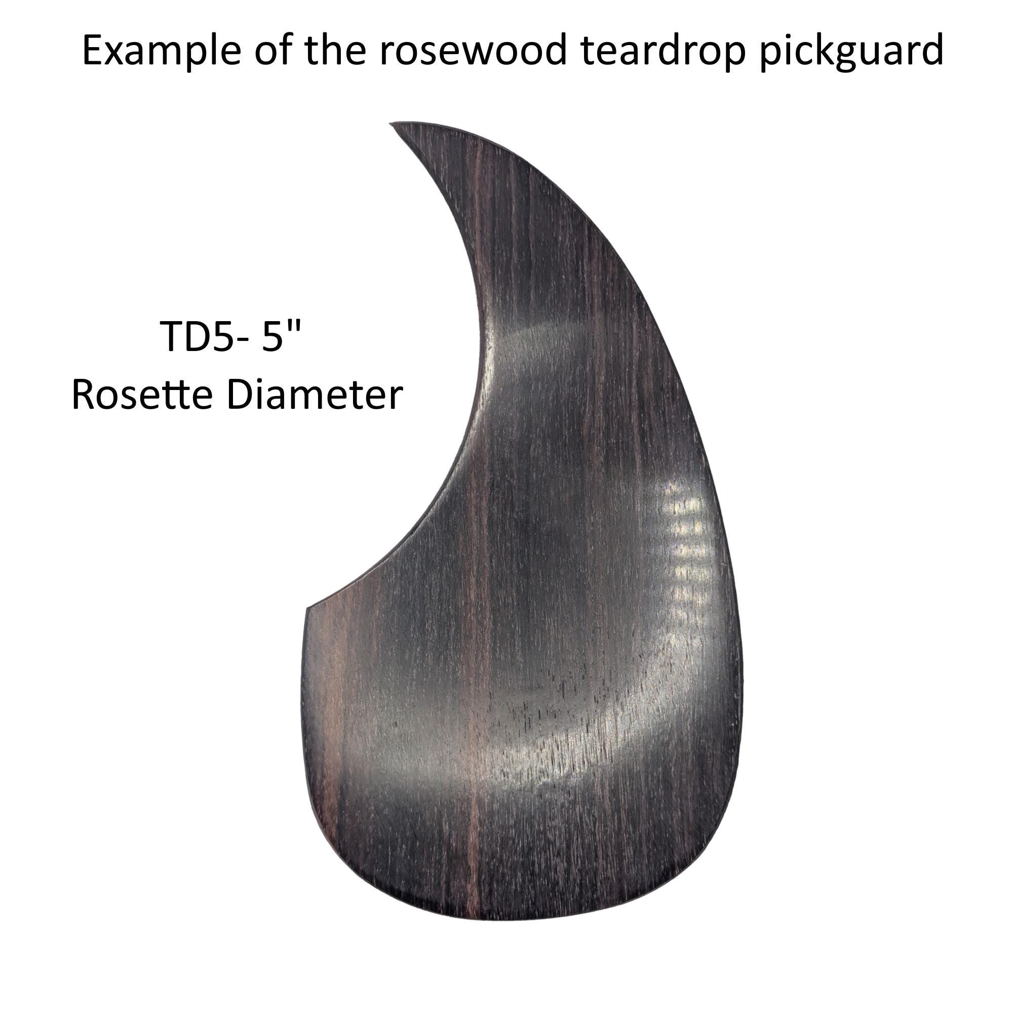 Rosewood Teardrop Guitar Pickguard: Acoustic Guitar Accessory, Free Mount Option