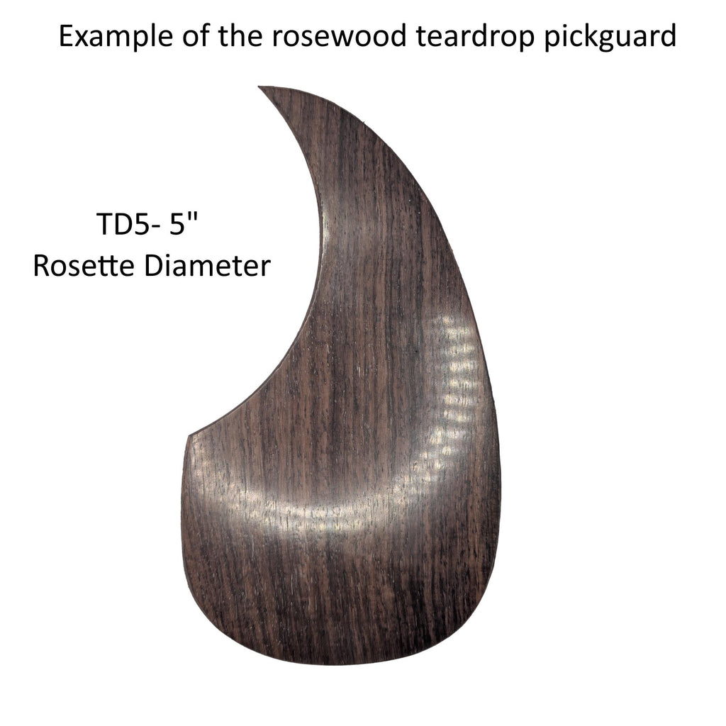 Rosewood Teardrop Guitar Pickguard: Acoustic Guitar Accessory, Free Mount Option