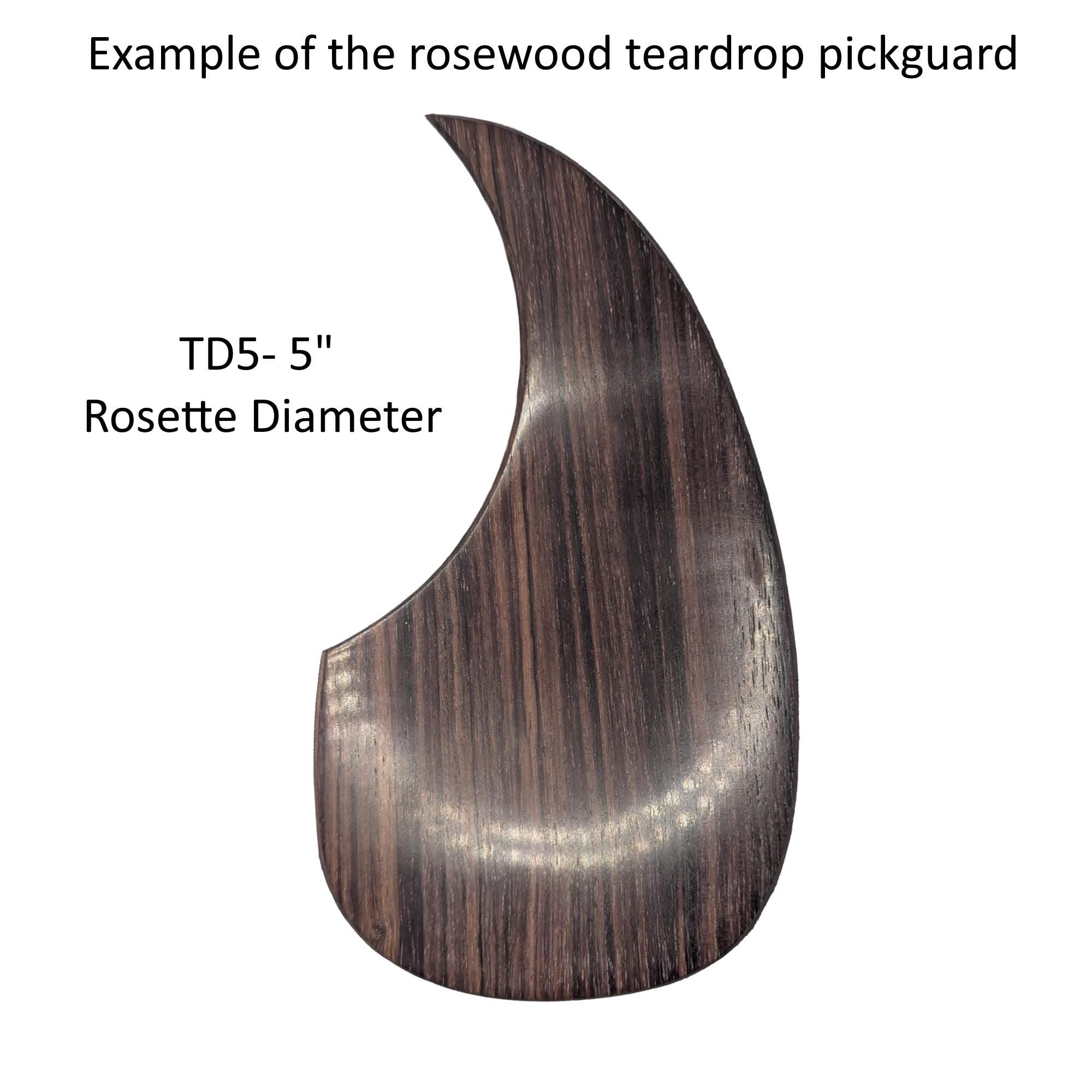 Rosewood Teardrop Guitar Pickguard: Acoustic Guitar Accessory, Free Mount Option