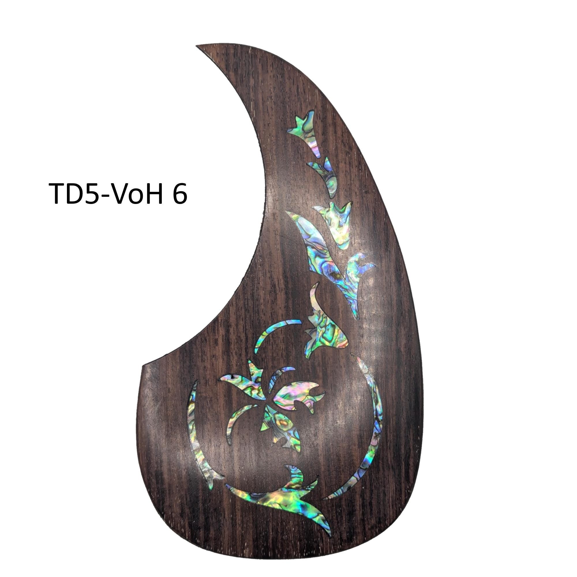 Rosewood Guitar Pickguard: Abalone Inlay, Vine Design