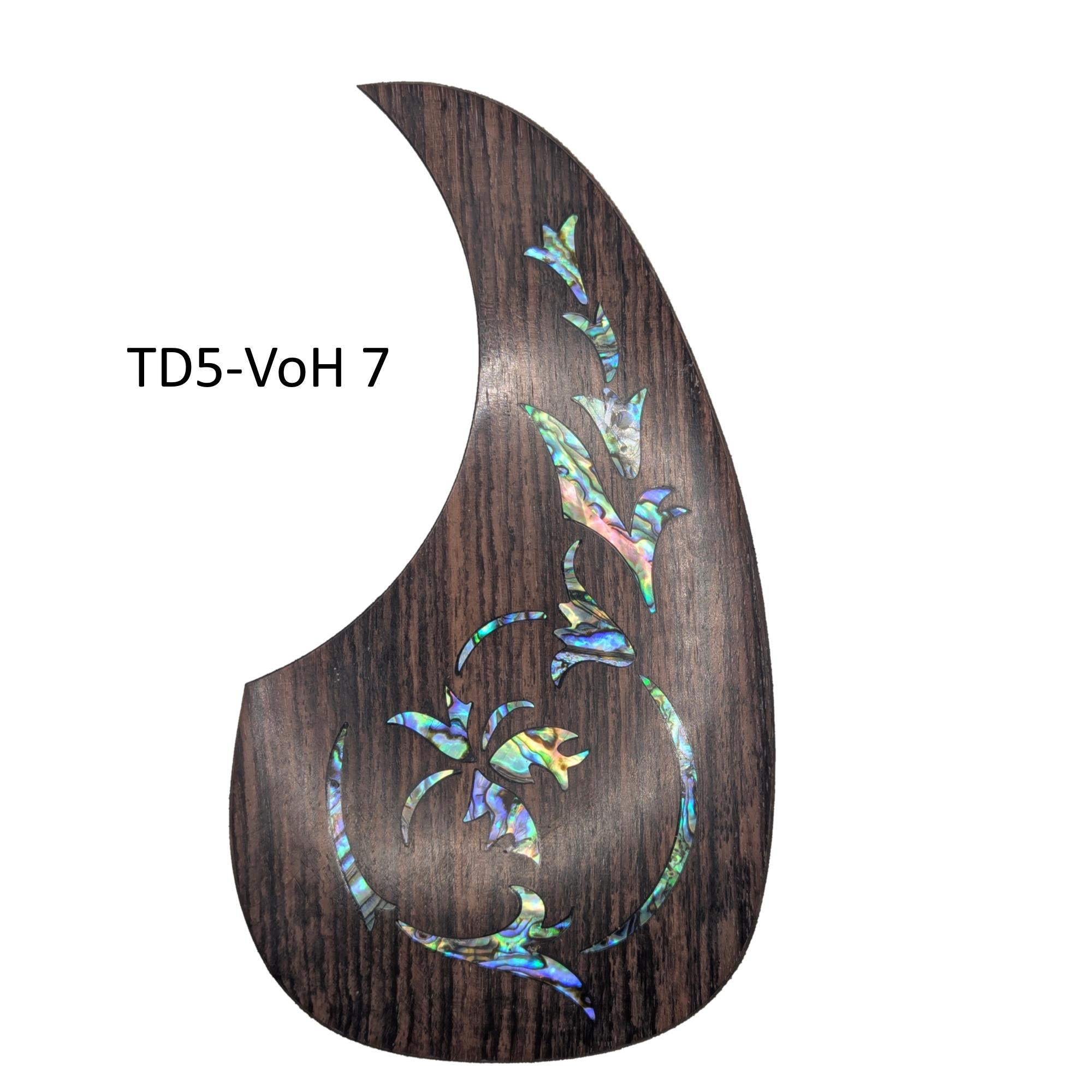 Rosewood Guitar Pickguard: Abalone Inlay, Vine Design