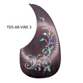 Rosewood Teardrop Acoustic Guitar Pickguard with Abalone Vine Inlay, Natural Wood & Mother of Pearl