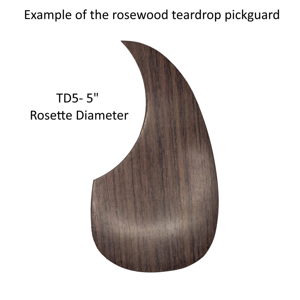 Rosewood Teardrop Guitar Pickguard: Acoustic Guitar Accessory, Free Mount Option