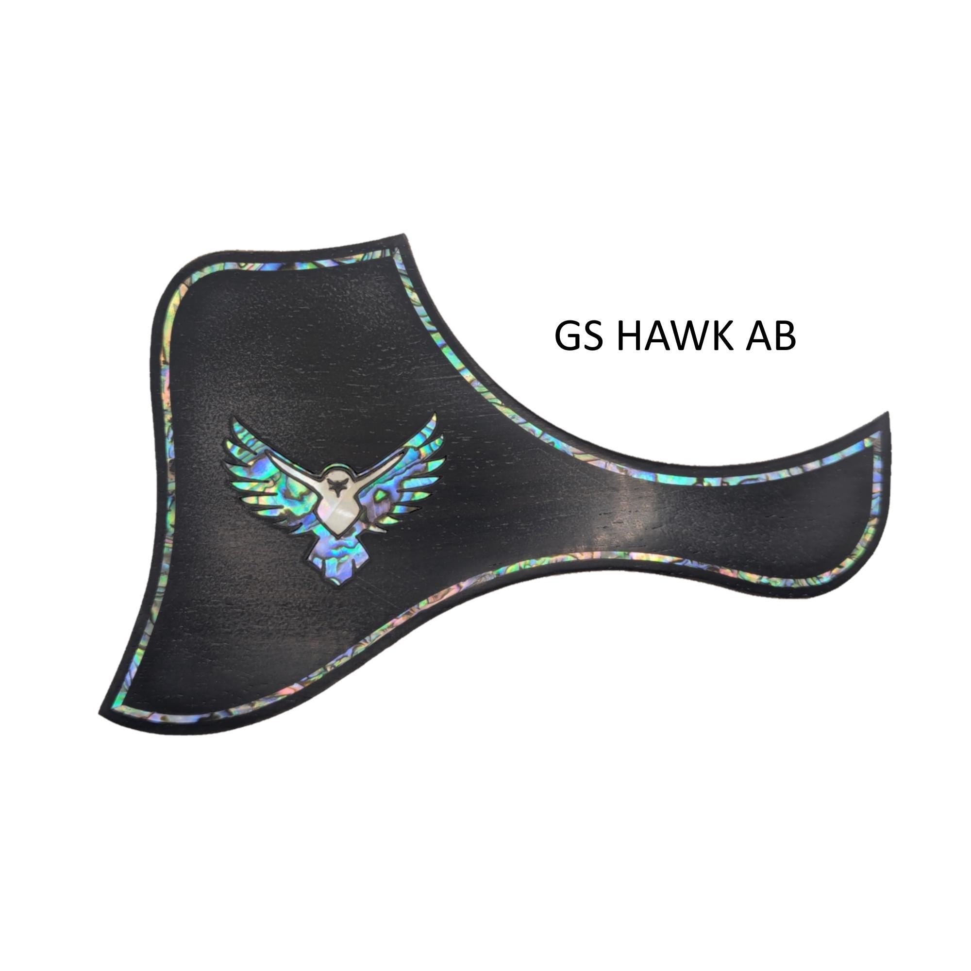 Guitar Pickguard & Truss Rod Cover Set Hawk Design Colorful Abalone, White Mother of Pearl