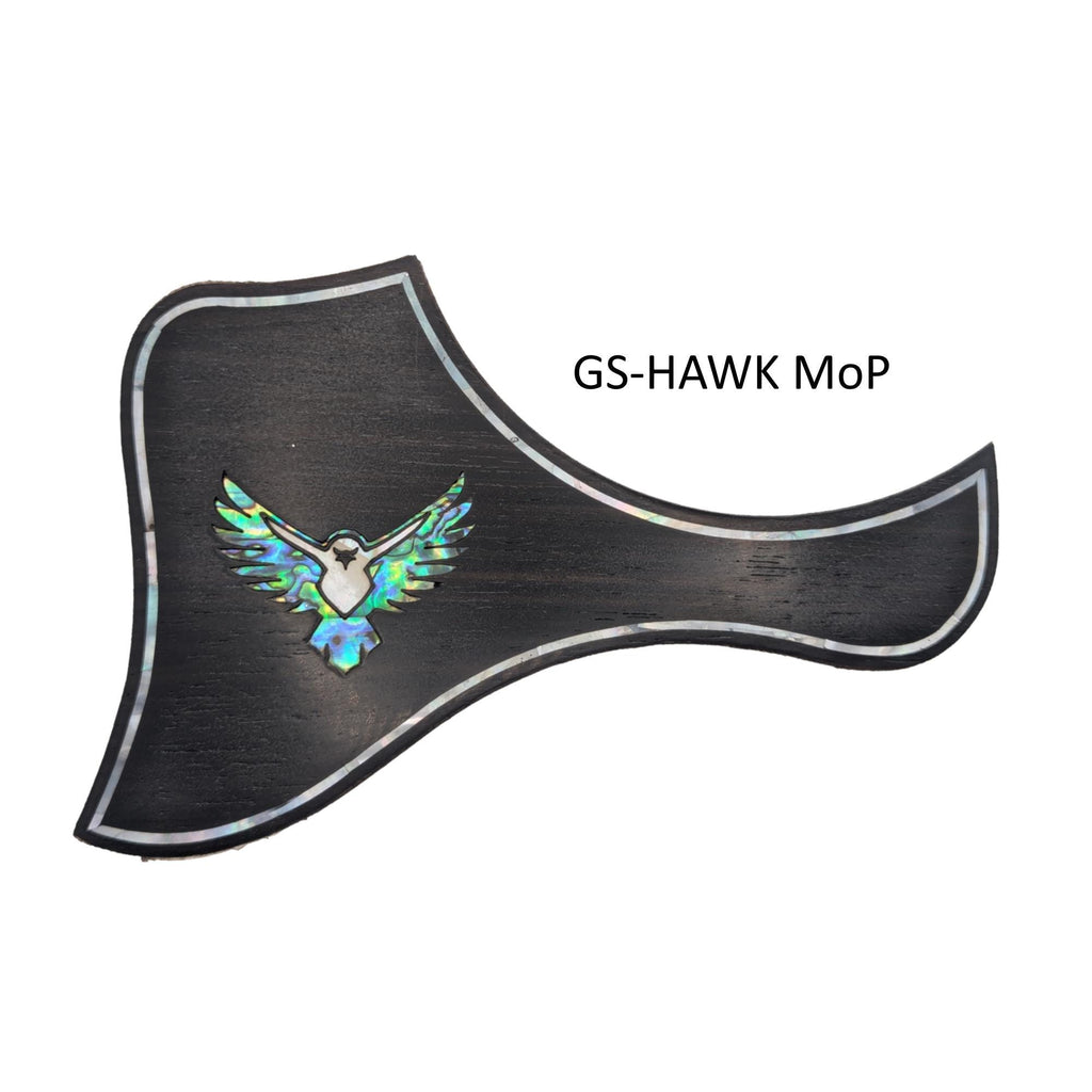 Guitar Pickguard & Truss Rod Cover Set Hawk Design Colorful Abalone, White Mother of Pearl