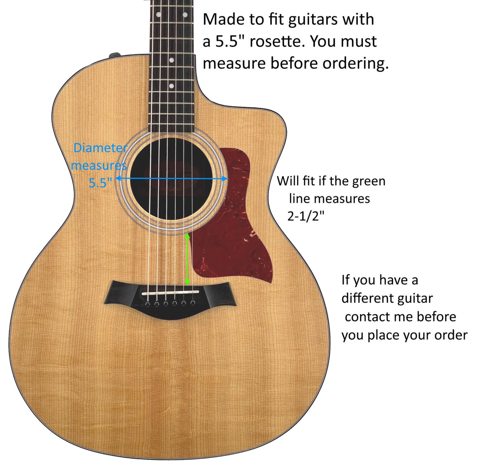 Bonsai Rising Moon Inlay Pickguard for Taylor Guitars (5.5" Rosette)