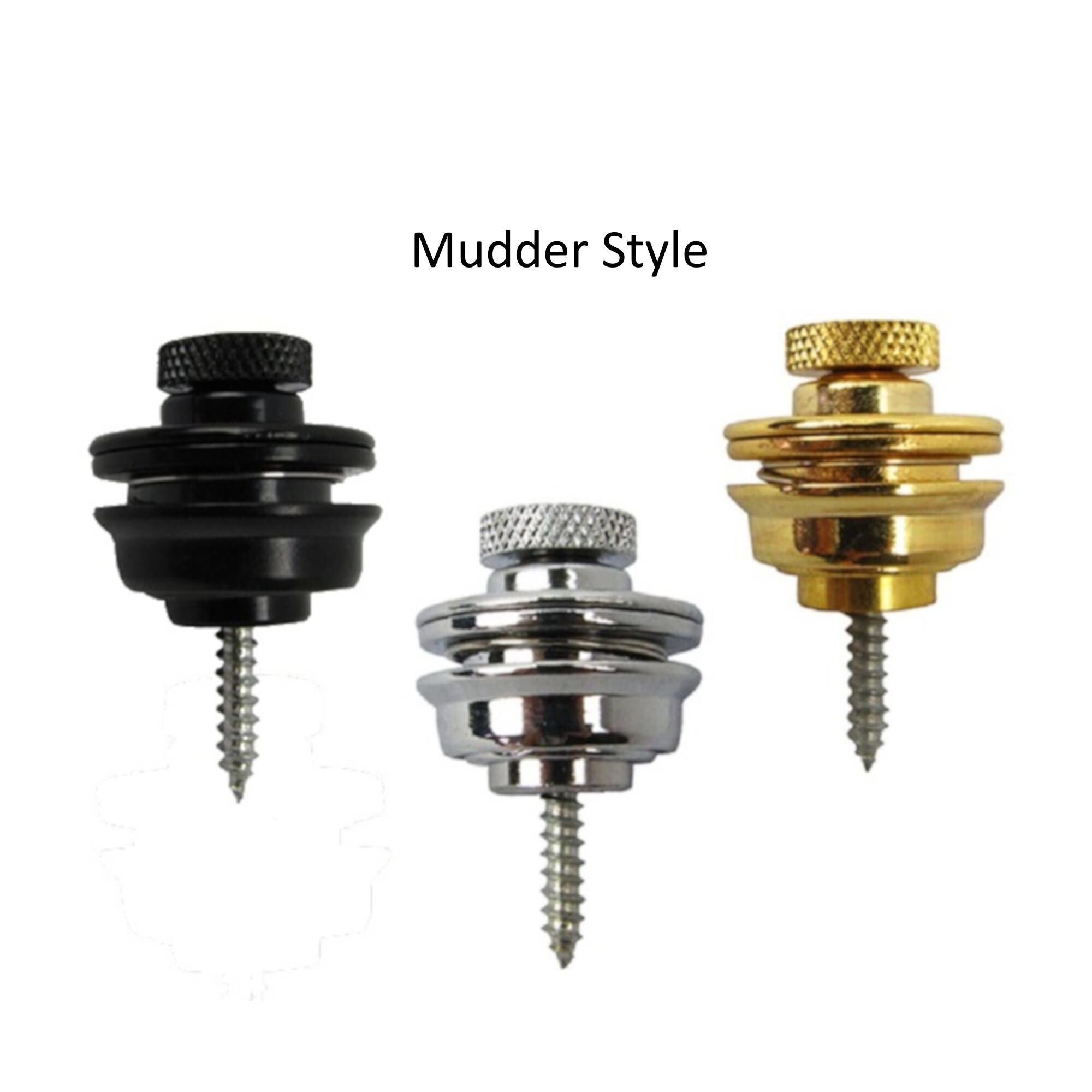Guitar Strap Locks Chrome, Gold, Black | Schaller or Mudder Styles Electric & Acoustic Guitars