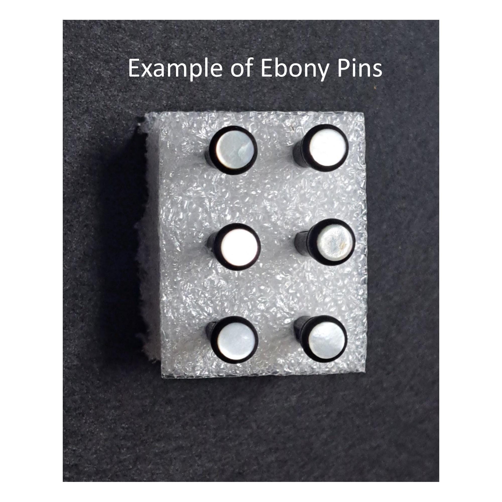 Ebony Bridge Pin Set Mother of Pearl Inlay, Acoustic Guitar Upgrade Hardware, Natural Wood