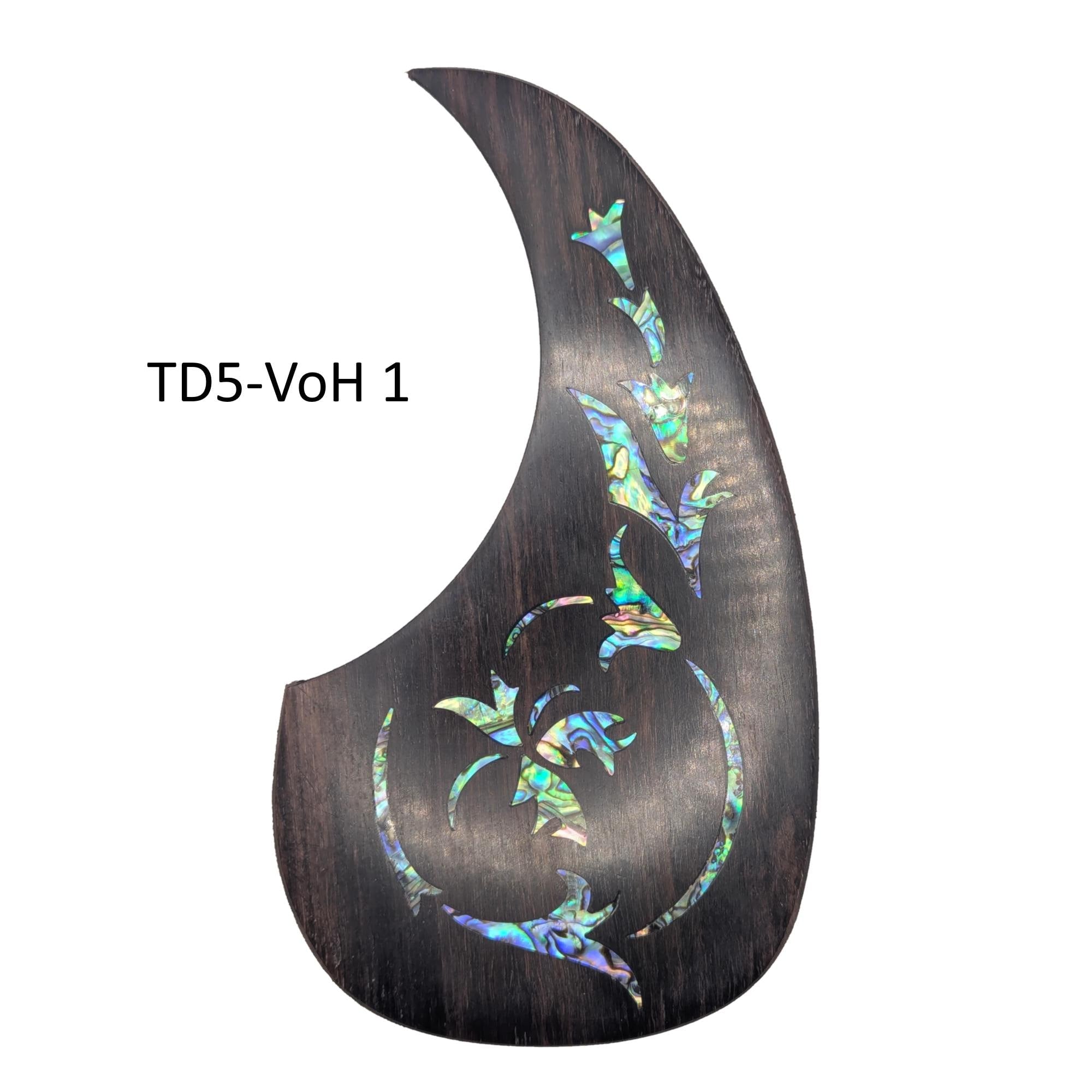 Rosewood Guitar Pickguard: Abalone Inlay, Vine Design