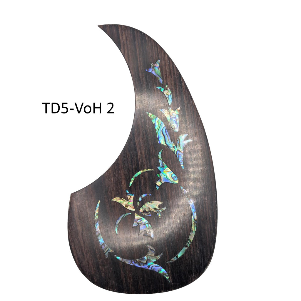 Rosewood Guitar Pickguard: Abalone Inlay, Vine Design