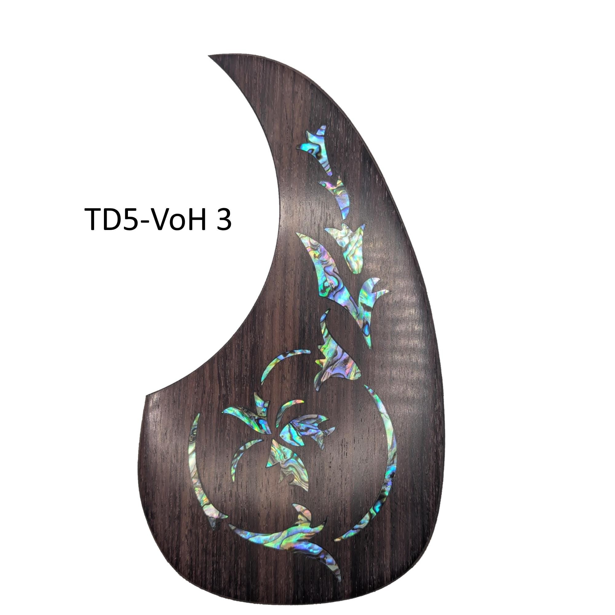 Rosewood Guitar Pickguard: Abalone Inlay, Vine Design