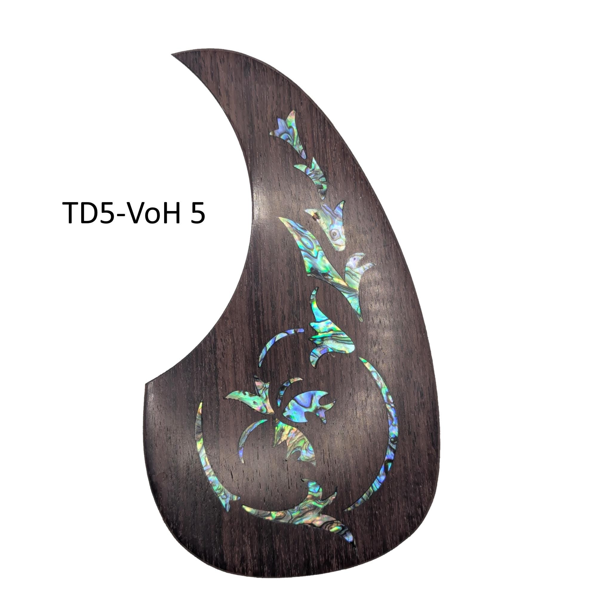 Rosewood Guitar Pickguard: Abalone Inlay, Vine Design