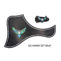 Guitar Pickguard & Truss Rod Cover Set Hawk Design Colorful Abalone, White Mother of Pearl