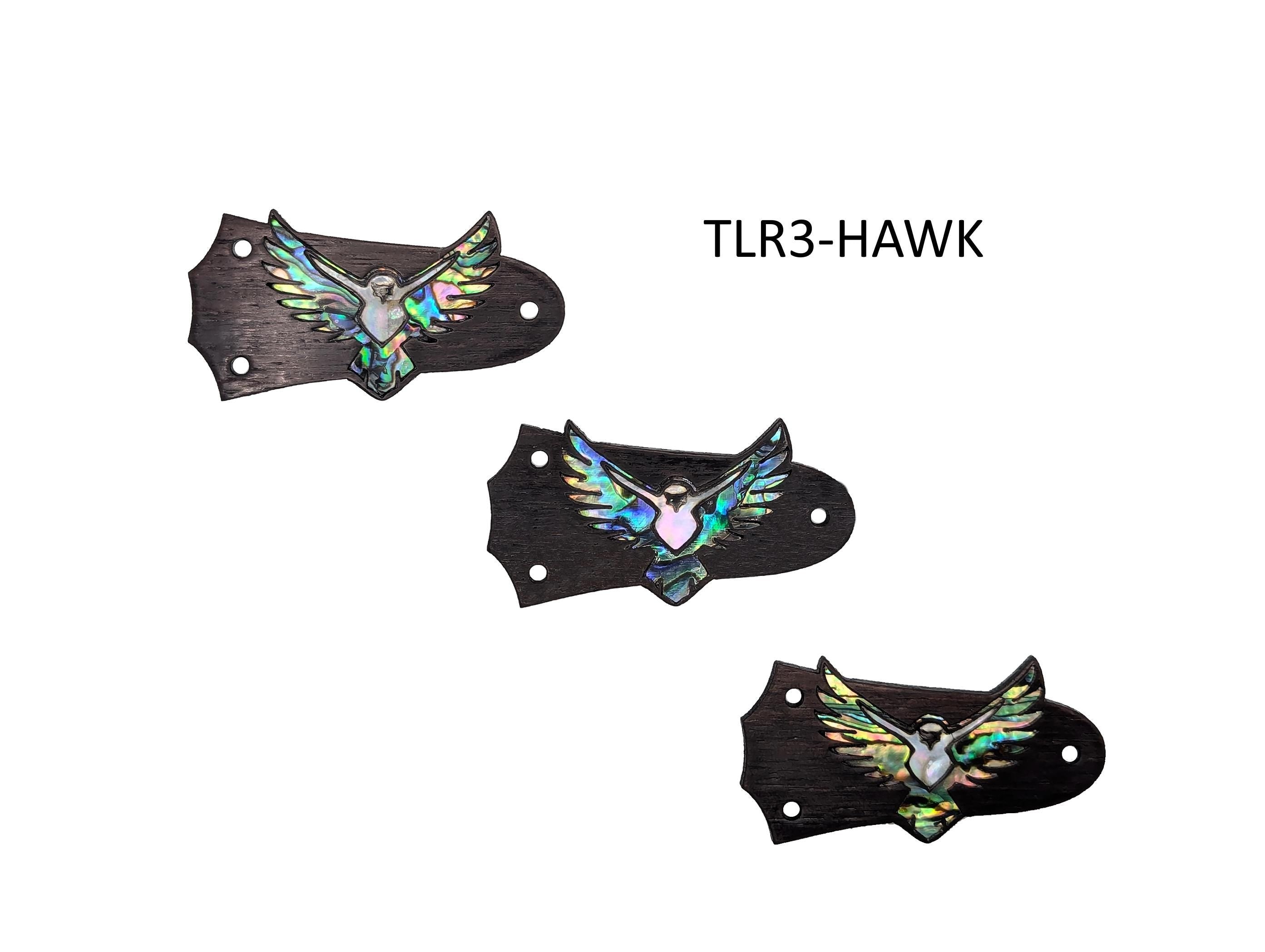 Guitar Pickguard & Truss Rod Cover Set Hawk Design Colorful Abalone, White Mother of Pearl