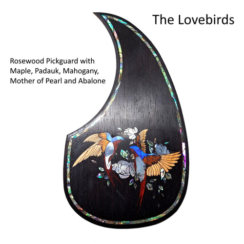 Acoustic Guitar Pickguard: Mother of Pearl Abalone Lovebirds Inlay