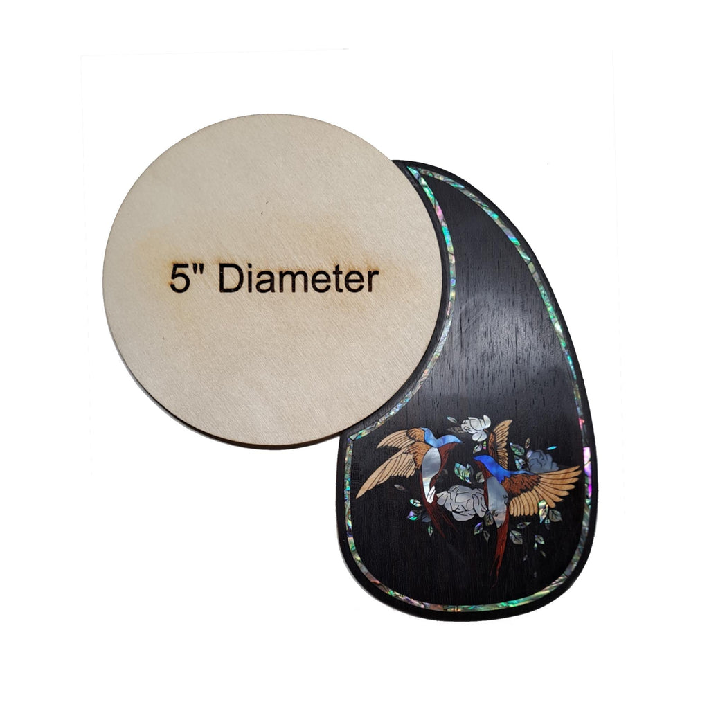 Acoustic Guitar Pickguard: Mother of Pearl Abalone Lovebirds Inlay