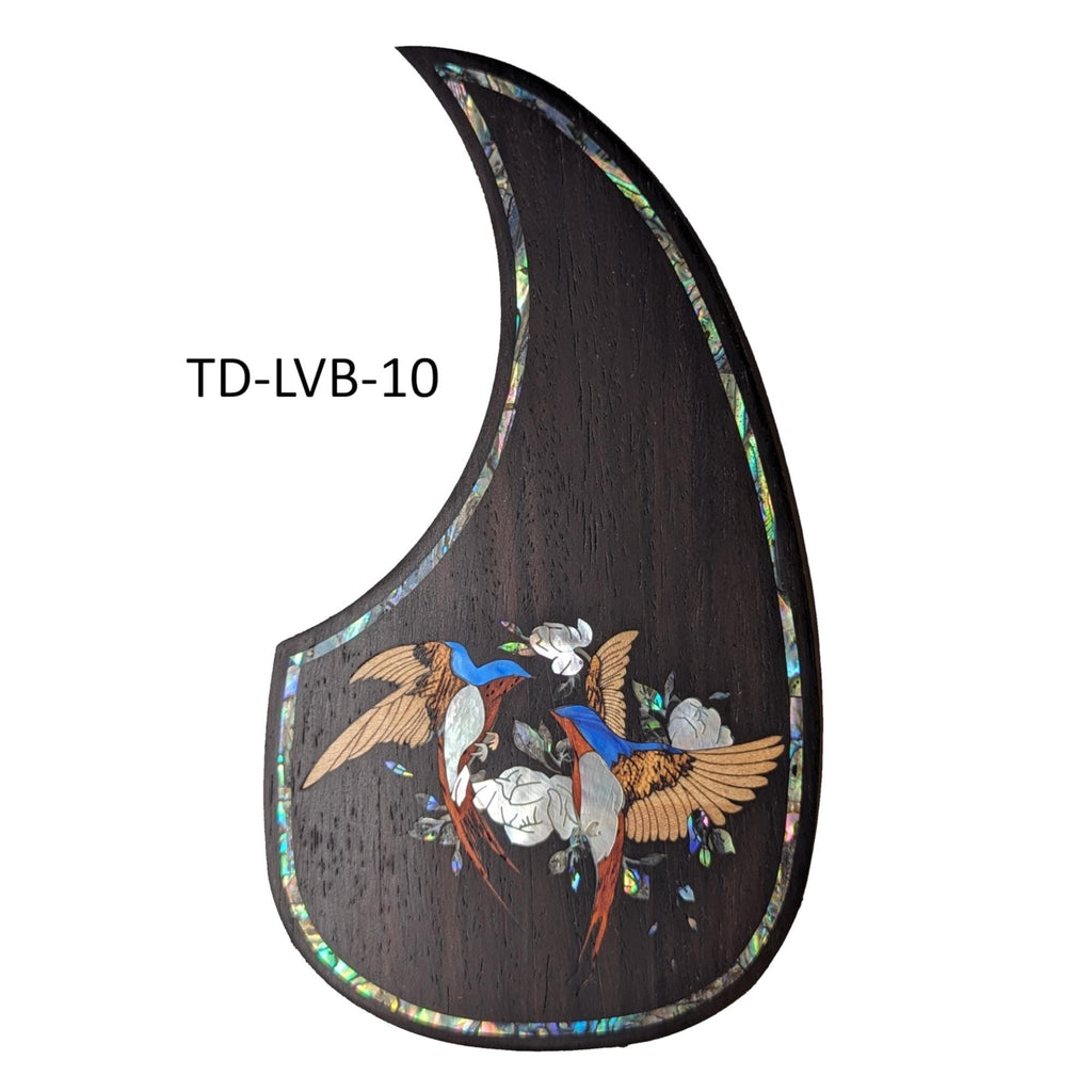 Acoustic Guitar Pickguard: Mother of Pearl Abalone Lovebirds Inlay