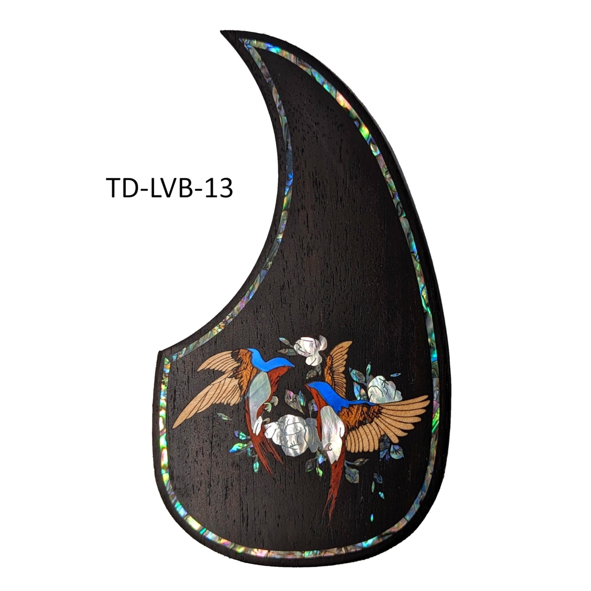 Acoustic Guitar Pickguard: Mother of Pearl Abalone Lovebirds Inlay