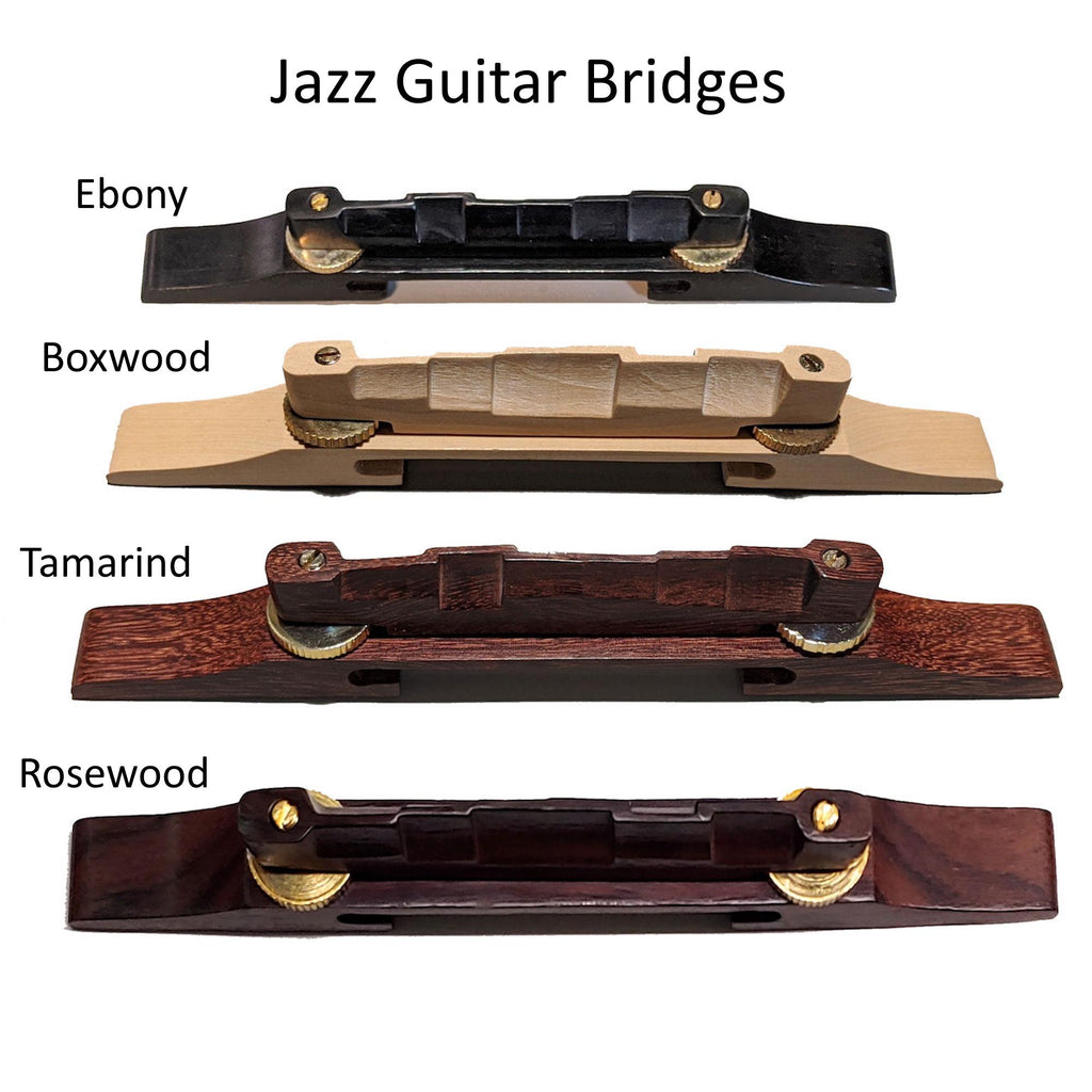 Archtop Guitar Bridge: Rosewood, Ebony, or Boxwood with Brass Hardware