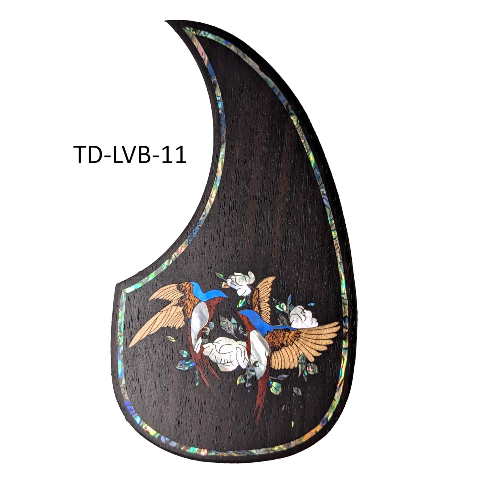 Acoustic Guitar Pickguard: Mother of Pearl Abalone Lovebirds Inlay