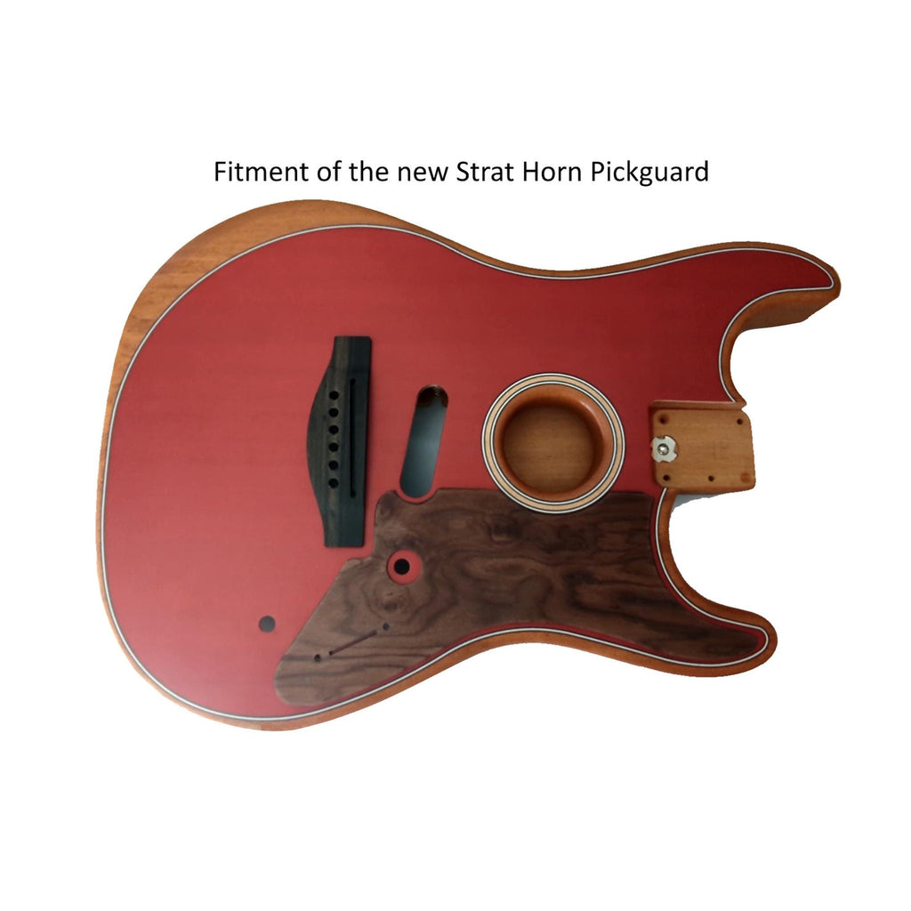 Fender Acoustasonic Stratocaster Guitar Pickguard, Custom Cut, Mahogany Rosewood
