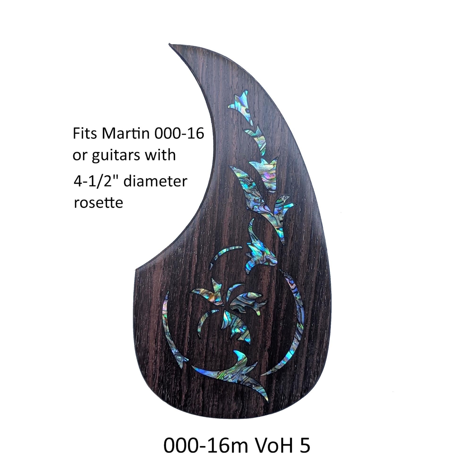 Rosewood Pickguard Fits Martin 000-16M Guitar Pickguard Colorful Abalone Vine of Harmonics Design
