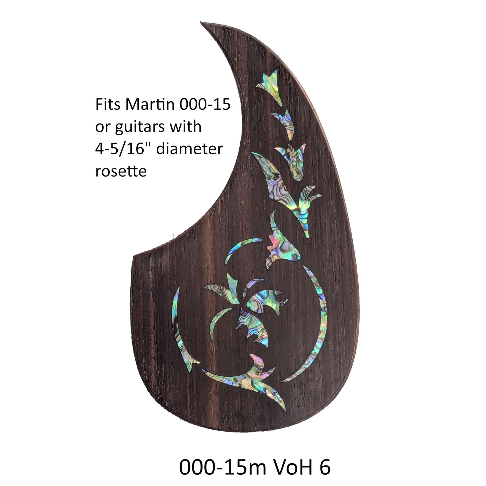 Rosewood Pickguard Fits Martin 000-15M (only) Guitar Pickguard Colorful Abalone Vine of Harmonics Design