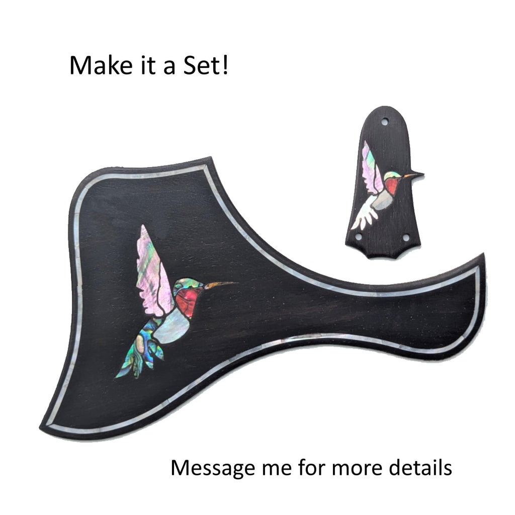Fits Taylor Guitars Truss Rod Cover - Red Throat Hummingbird Inlay, Solid Rosewood, Custom Accessories