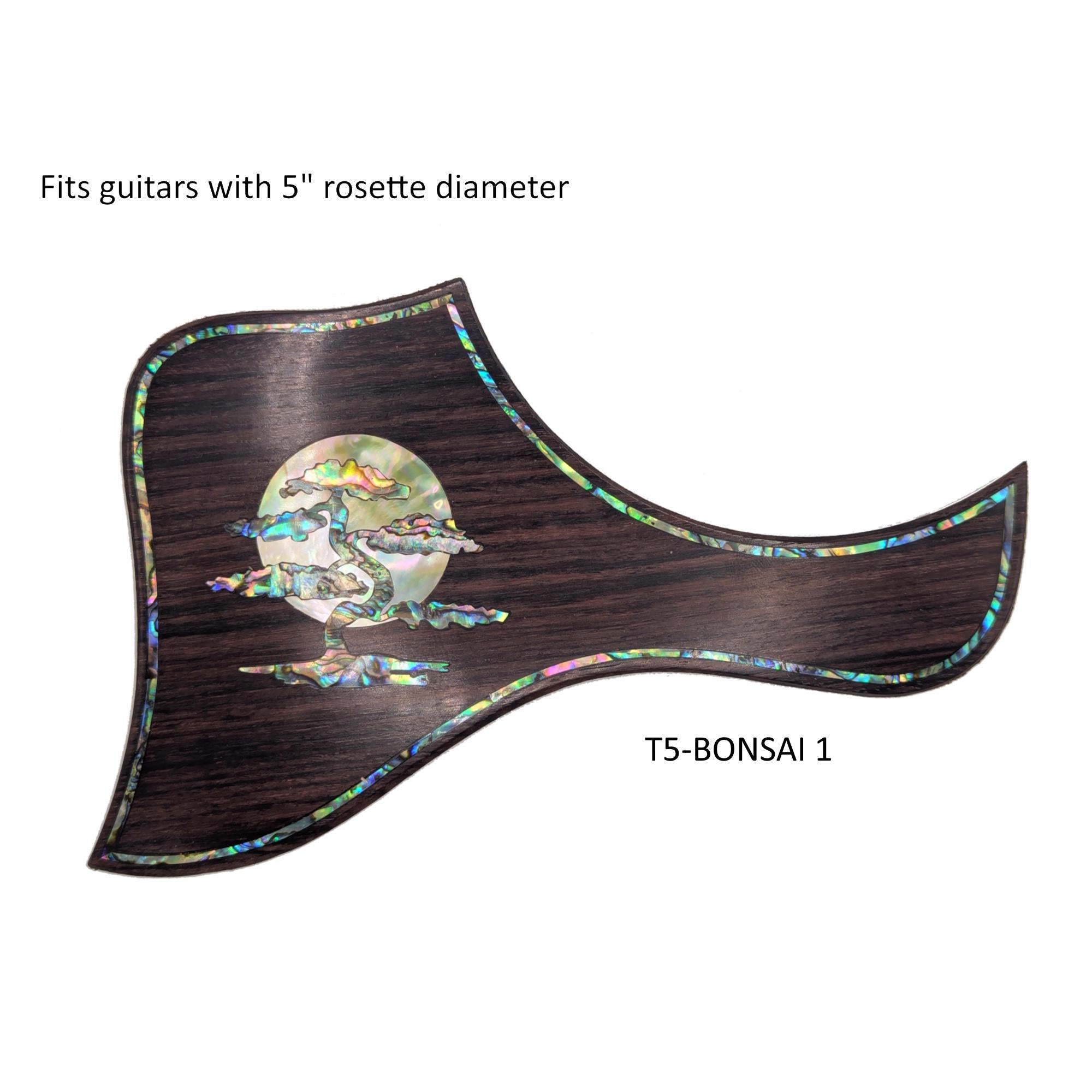 Made to Fit Taylor Guitars- Rosewood Bonsai & Moon Abalone Inlay Pickguard
