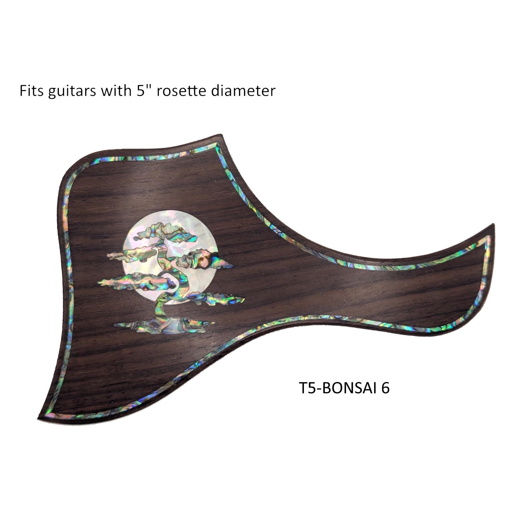 Made to Fit Taylor Guitars- Rosewood Bonsai & Moon Abalone Inlay Pickguard