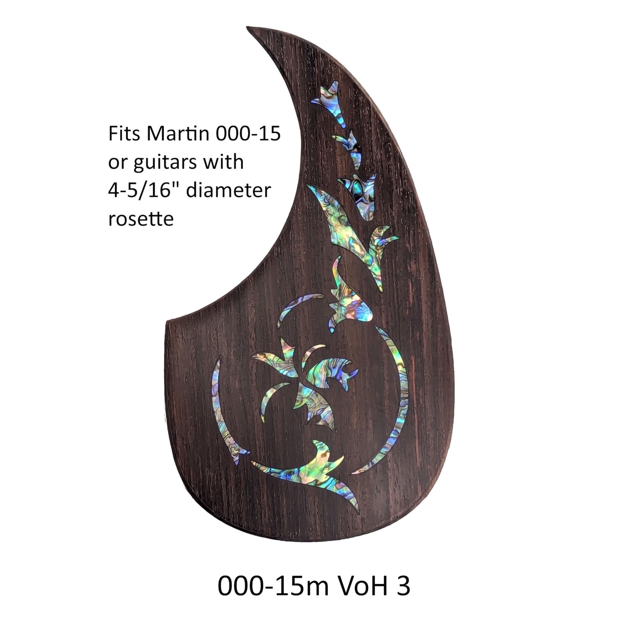 Rosewood Pickguard Fits Martin 000-15M (only) Guitar Pickguard Colorful Abalone Vine of Harmonics Design