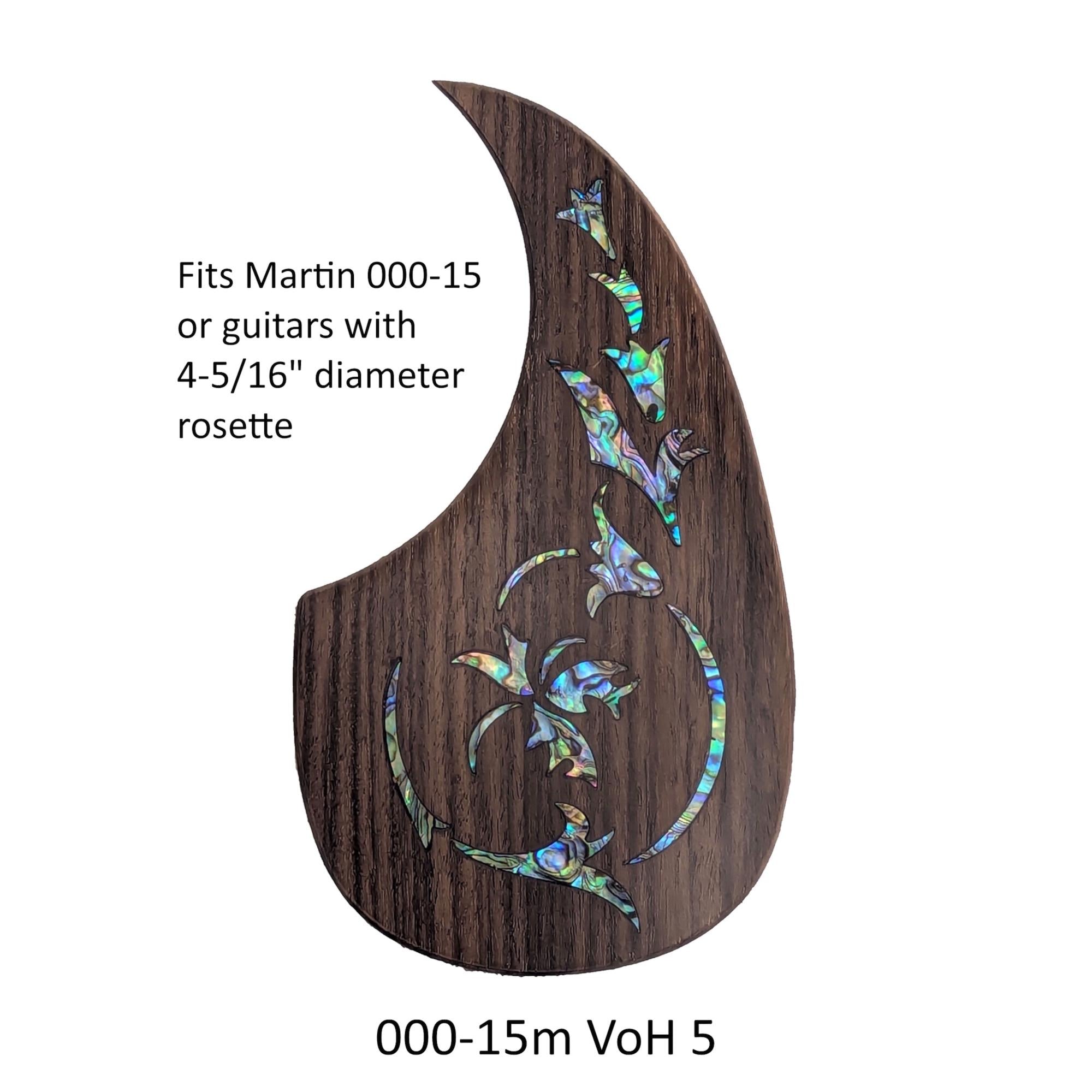 Rosewood Pickguard Fits Martin 000-15M (only) Guitar Pickguard Colorful Abalone Vine of Harmonics Design