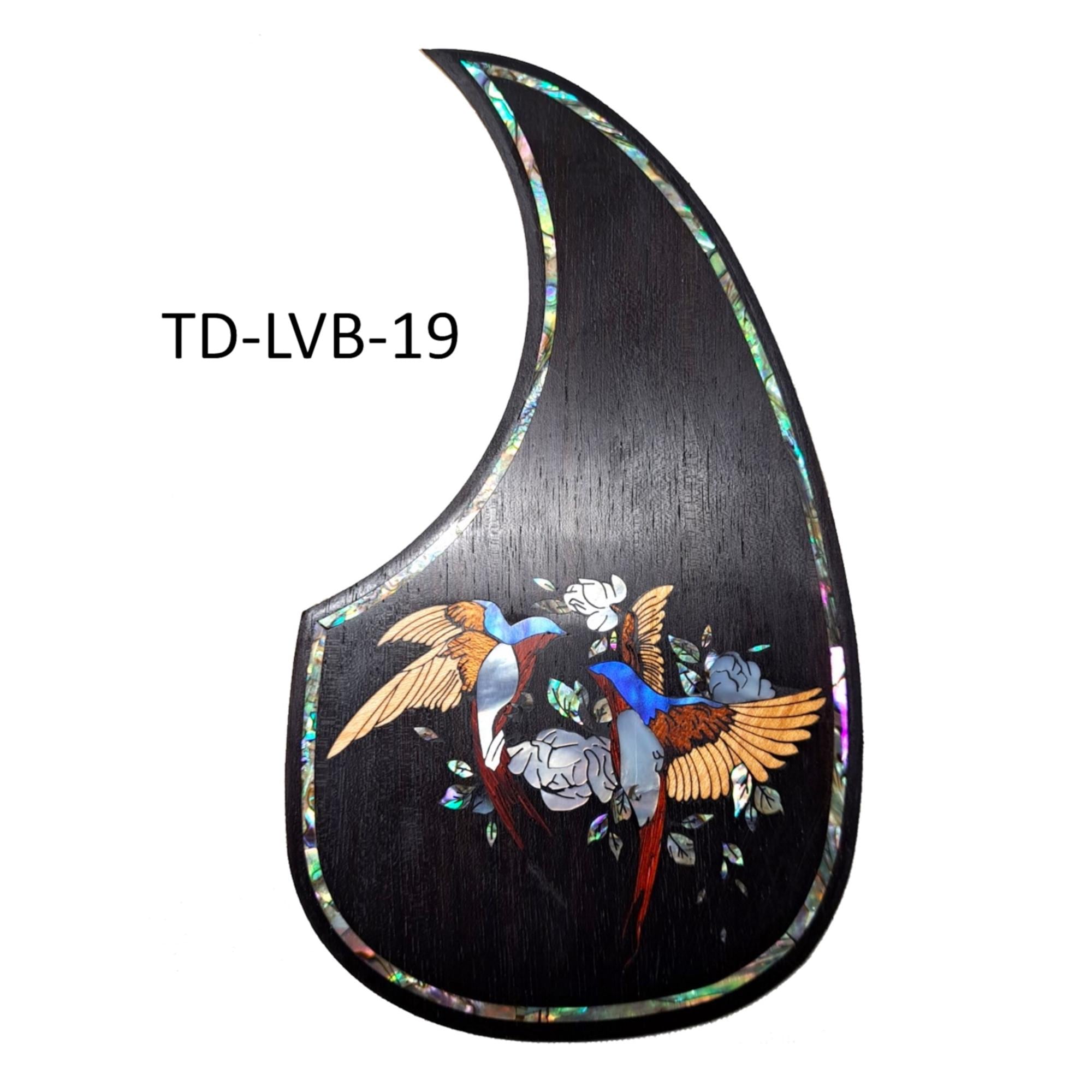 Acoustic Guitar Pickguard: Mother of Pearl Abalone Lovebirds Inlay