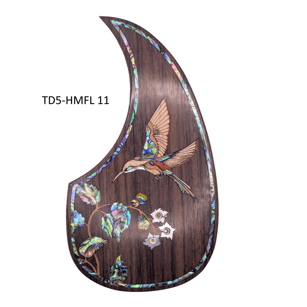 Guitar Pickguard Hummingbird and Flowers Abalone & Mother of Pearl Inlay- Handcrafted Parts
