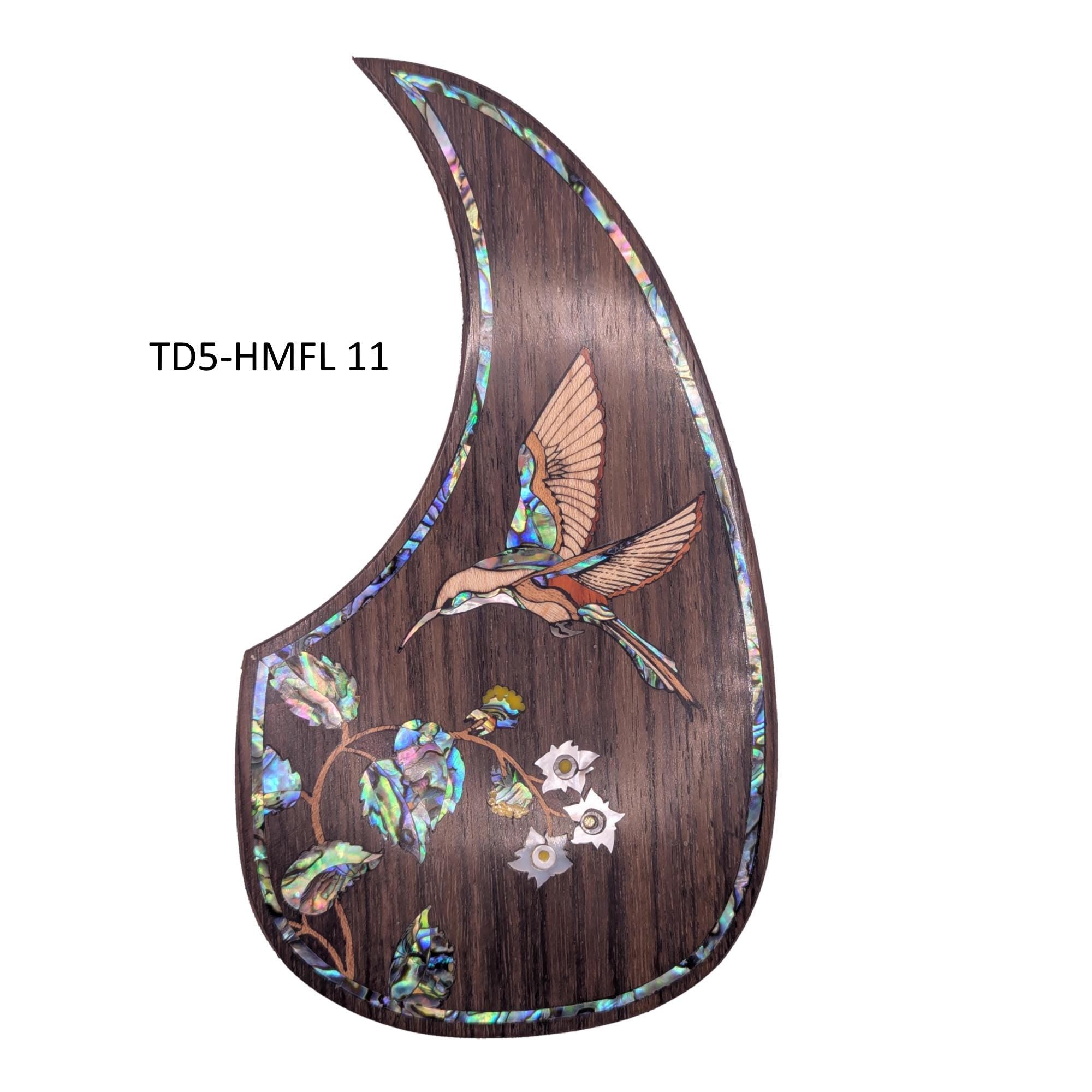 Guitar Pickguard Hummingbird and Flowers Abalone & Mother of Pearl Inlay- Handcrafted Parts