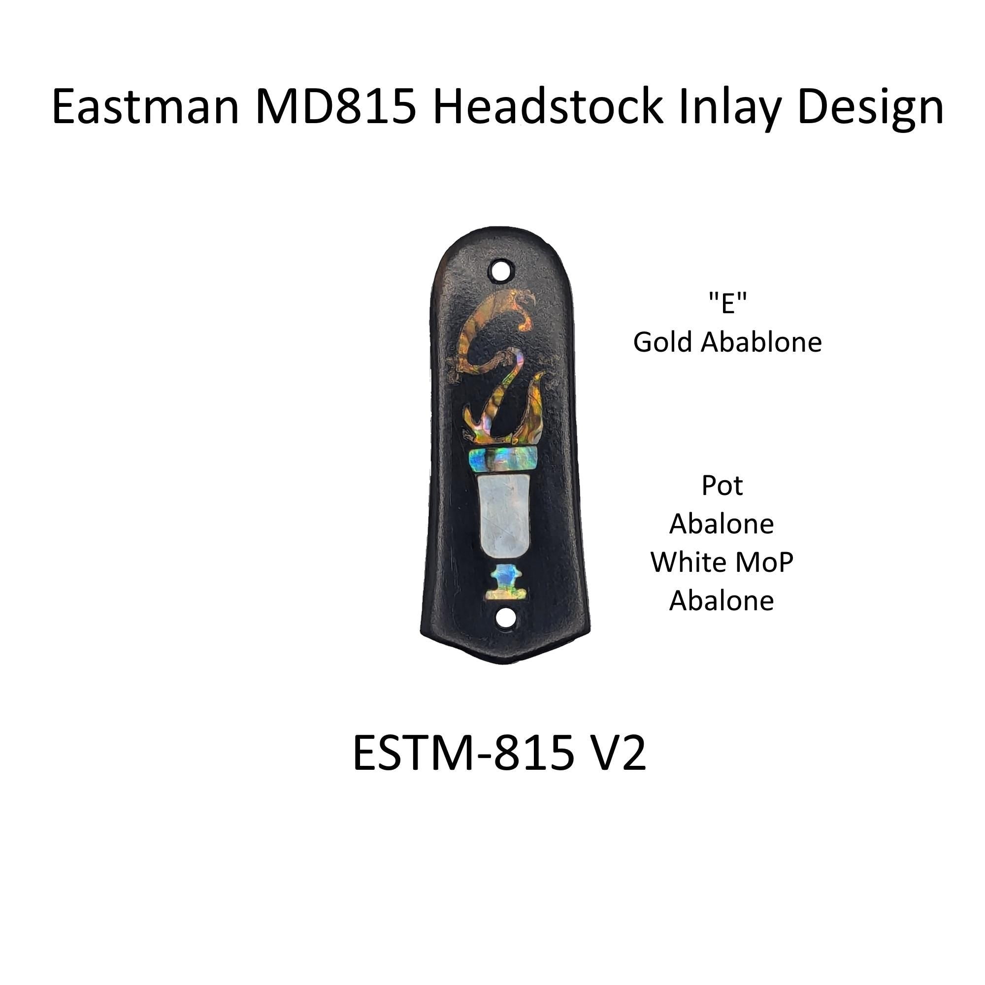 Eastman Mandolin Truss Rod Cover Fits MD815 Ebony Wood Abalone Mother of Pearl Inlay